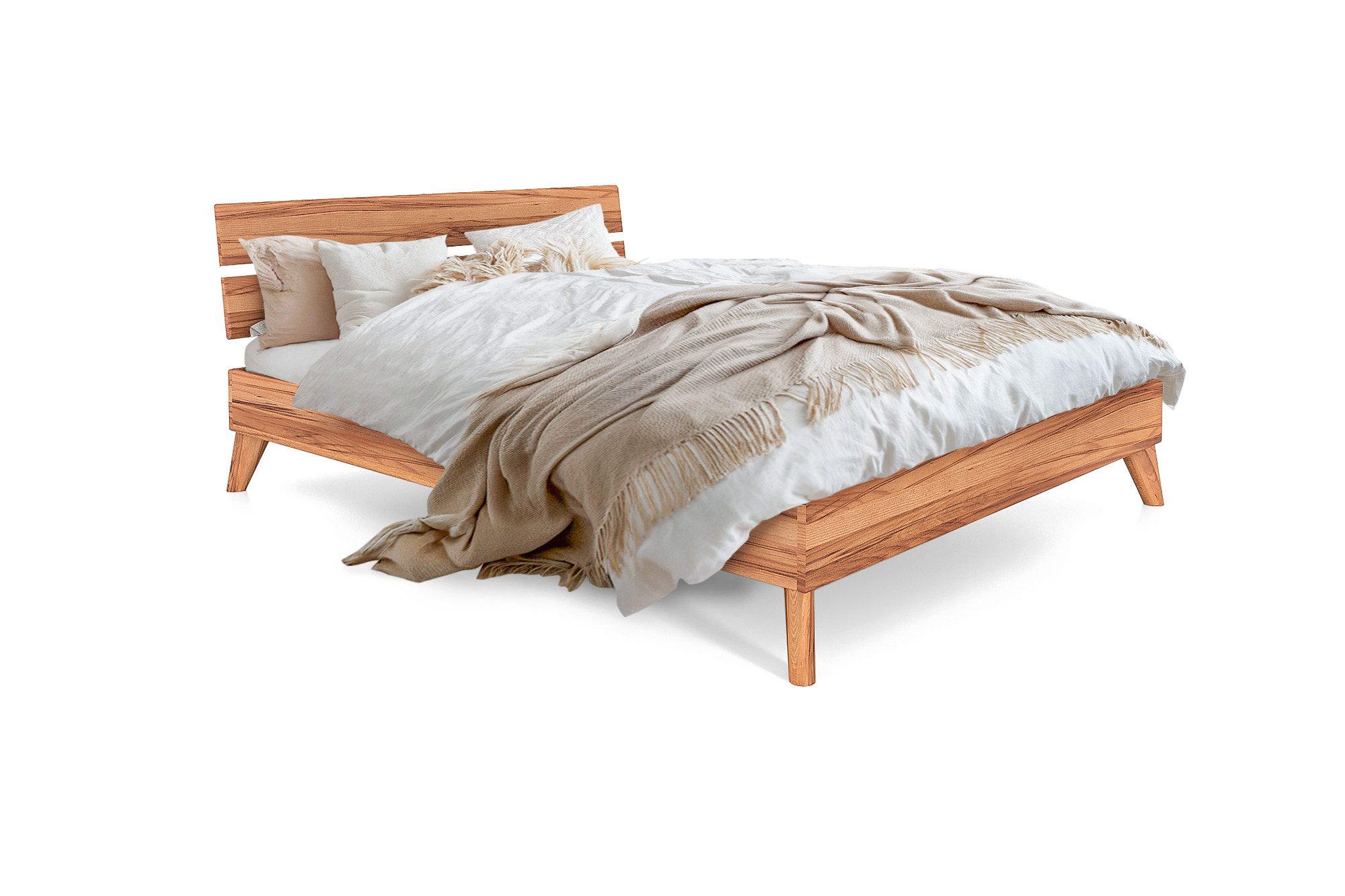 byoak Bett GREG 2 aus Massivholz mit Holzkopfteil, Naturgeölt
