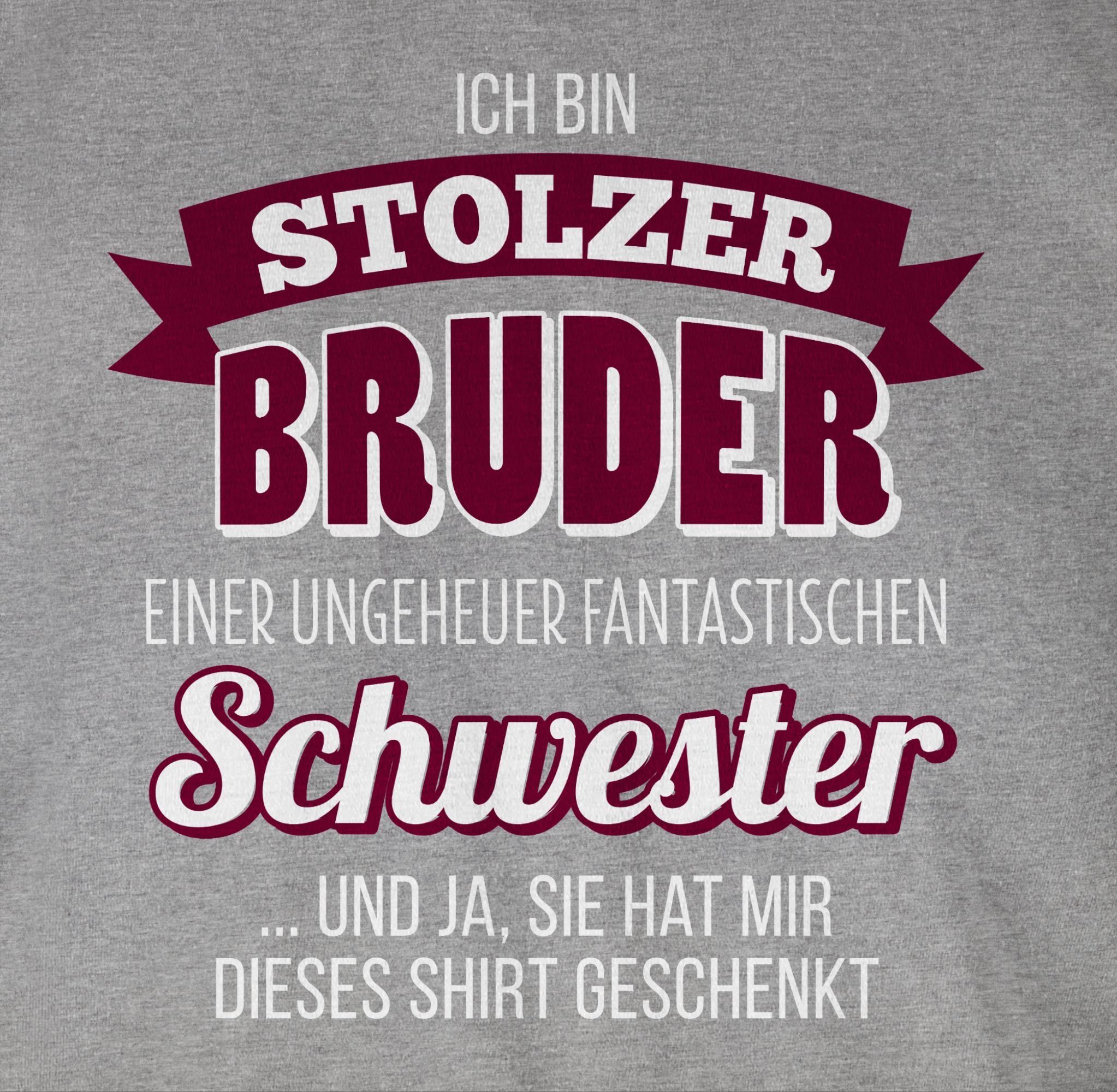 Shirtracer T-Shirt Ich bin stolzer meliert Bruder Grau Bruder 03