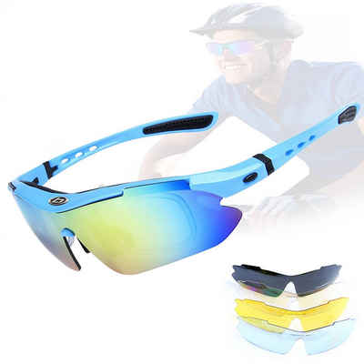 LeiGo Fahrradbrille Radsportbrille, polarisierte Sonnenbrille, Radsportbrille, Sportbrille, UV-400-Schutz für Männer und Frauen mit 4 austauschbaren Gläsern