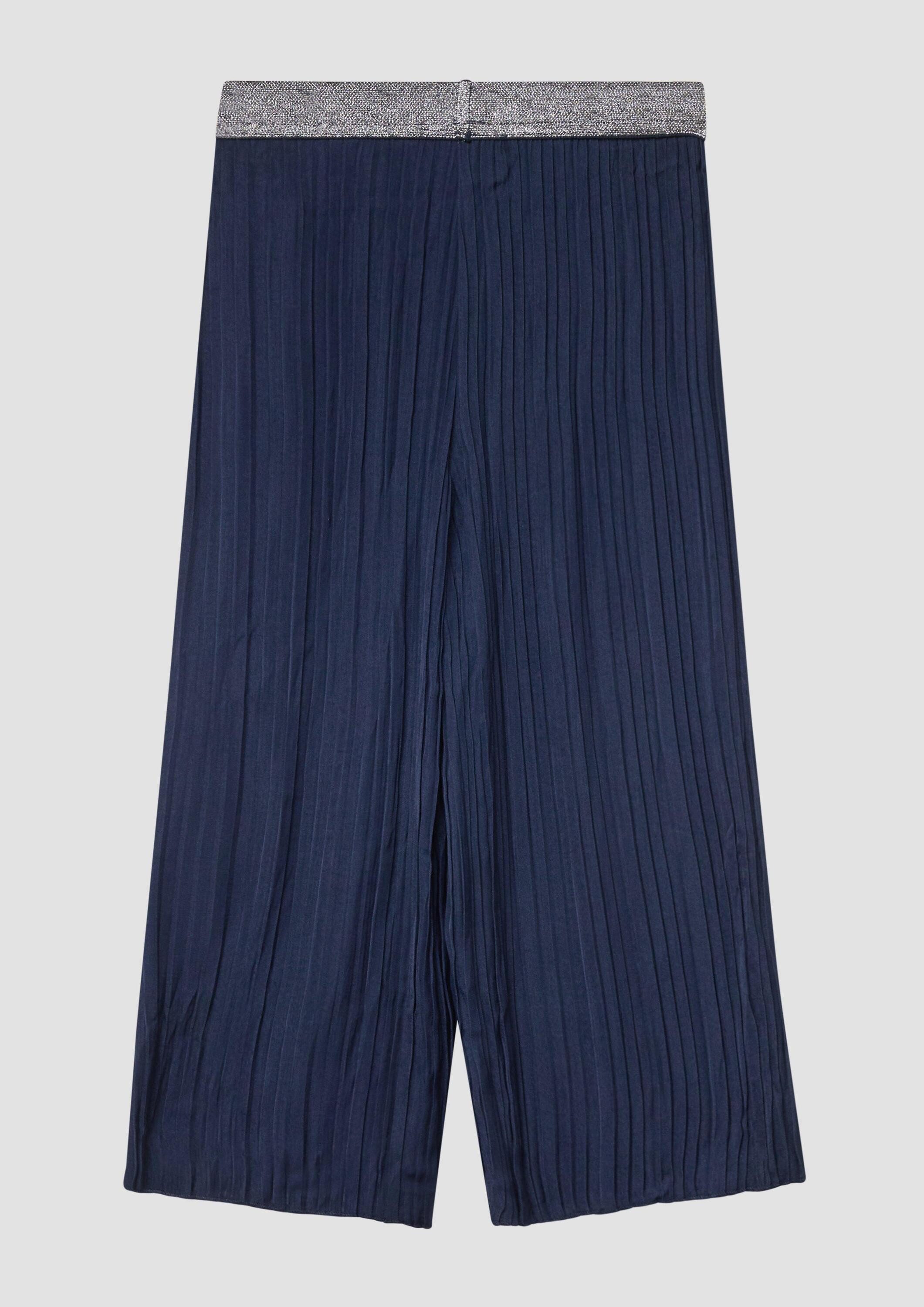 s.Oliver Chinos Hose Plisseehose mit Wide Leg und Glitzerbund