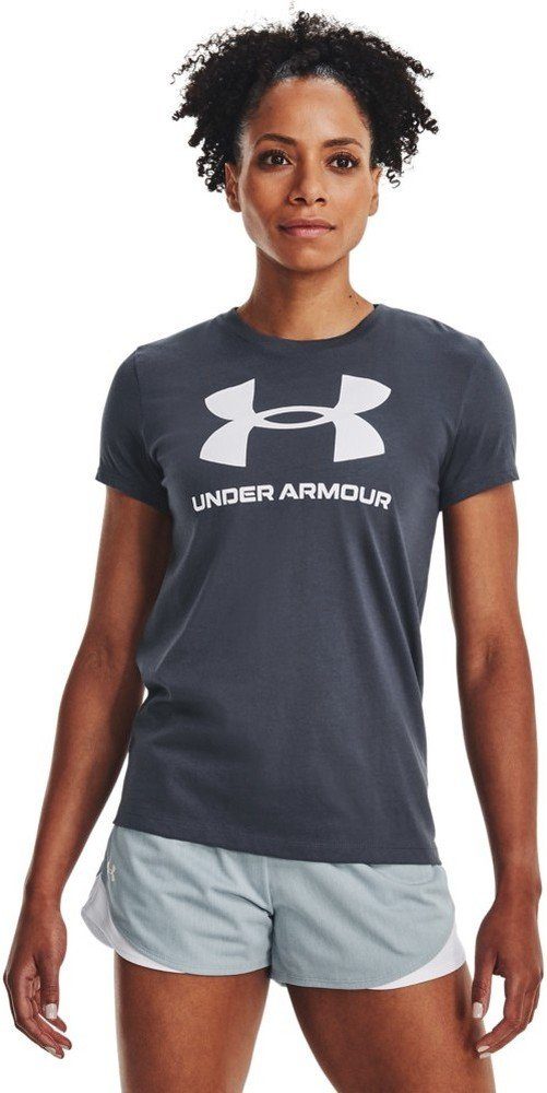 Under Armour® T-Shirt UA Kurzärmliges Sportstyle-Oberteil mit Grafik Downpour Gray 044
