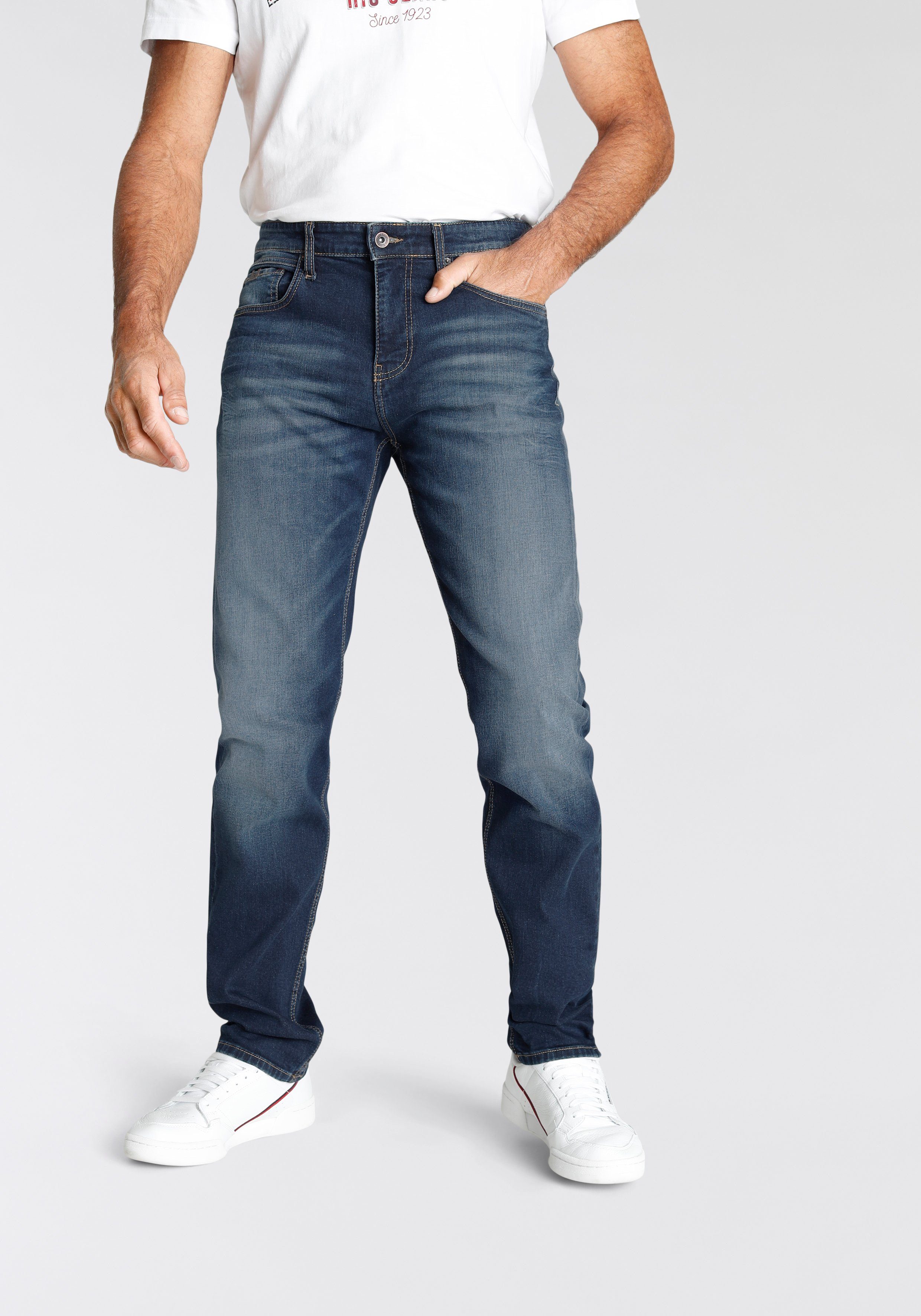 H.I.S Tapered-fit-Jeans CIAN Ökologische, wassersparende Produktion durch Ozon Wash dark blue