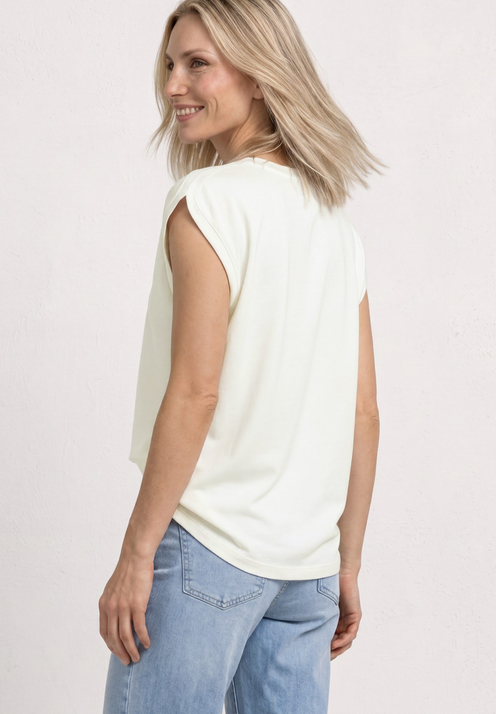 STREET ONE Shirttop Sommershirt mit Raffung