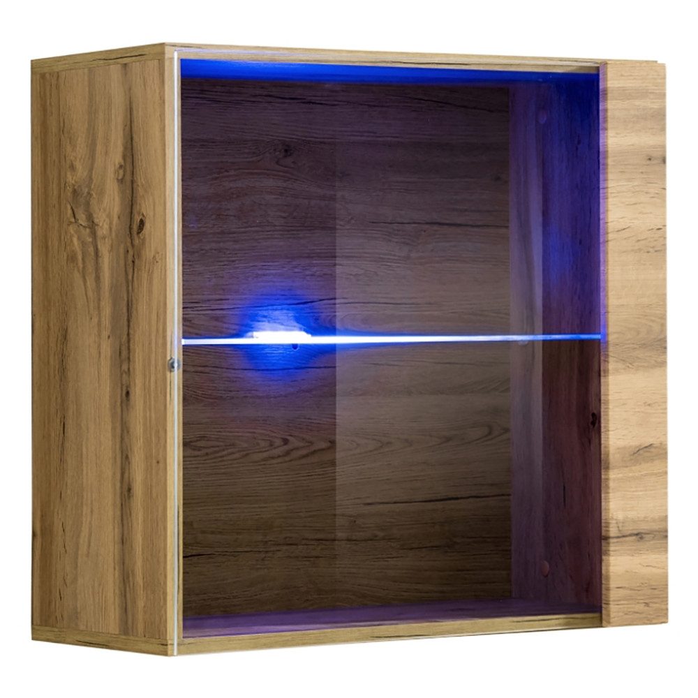 Lomadox Hängevitrine SWANSEA-164 in Eiche, 60 cm breit, inkl. LED-Beleuchtung