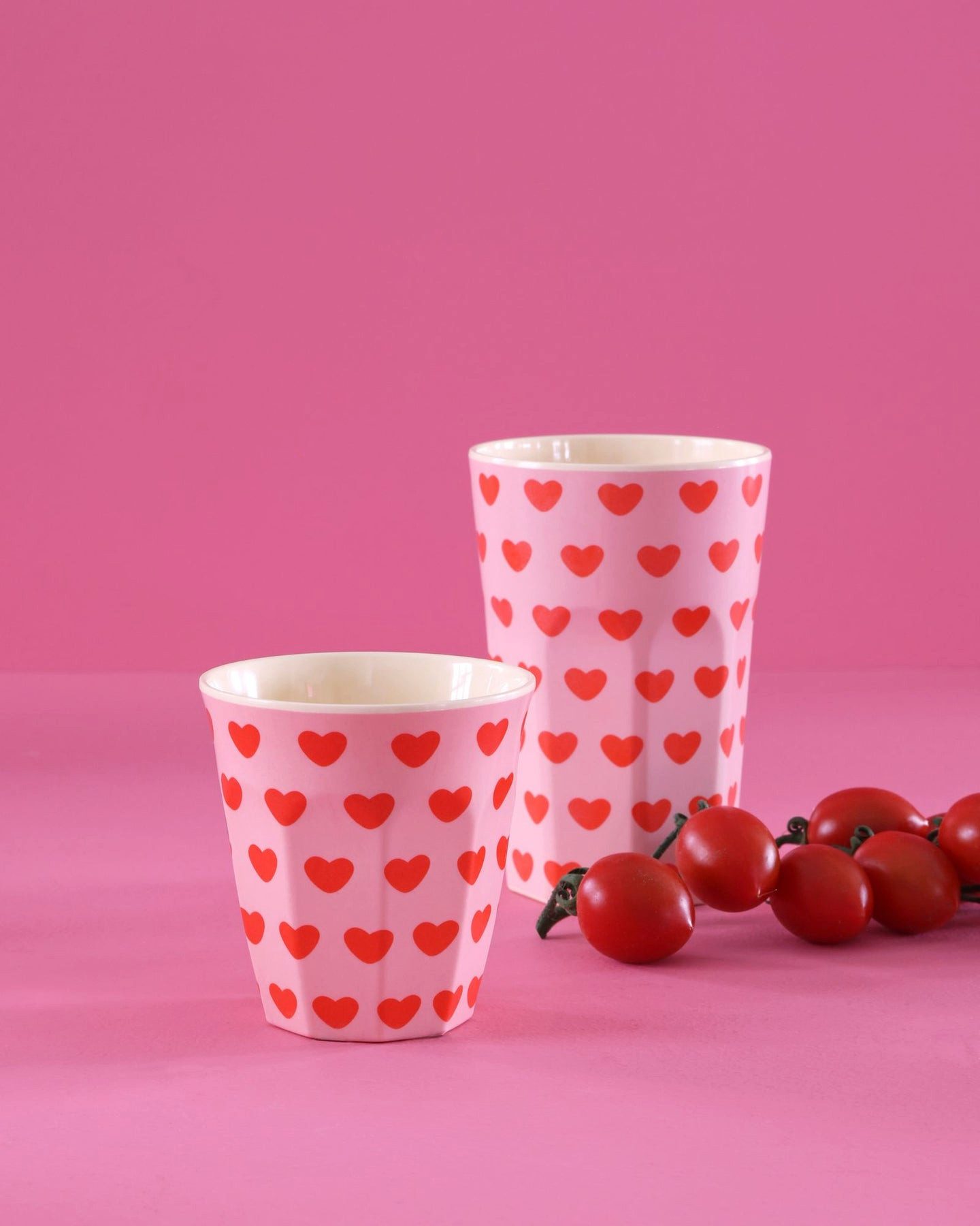 rice Becher Rice Melamin Becher Medium Rosa mit Roten Herzen, 1-tlg., Melamin