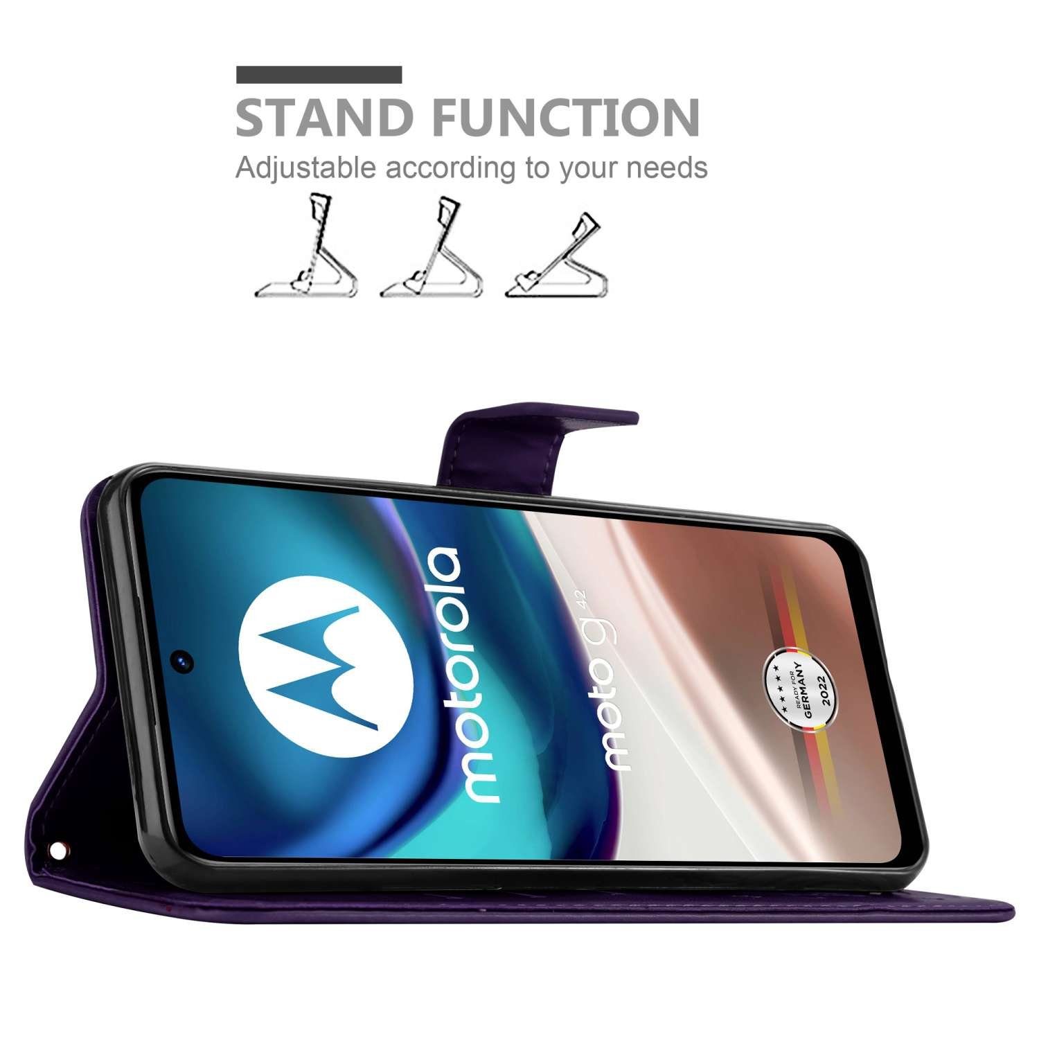 Cadorabo Handyhülle für LG K40S Hülle LG K40S, Hülle Schutzhülle Blumen Flower mit Standfunktion Kartenfach Magnet