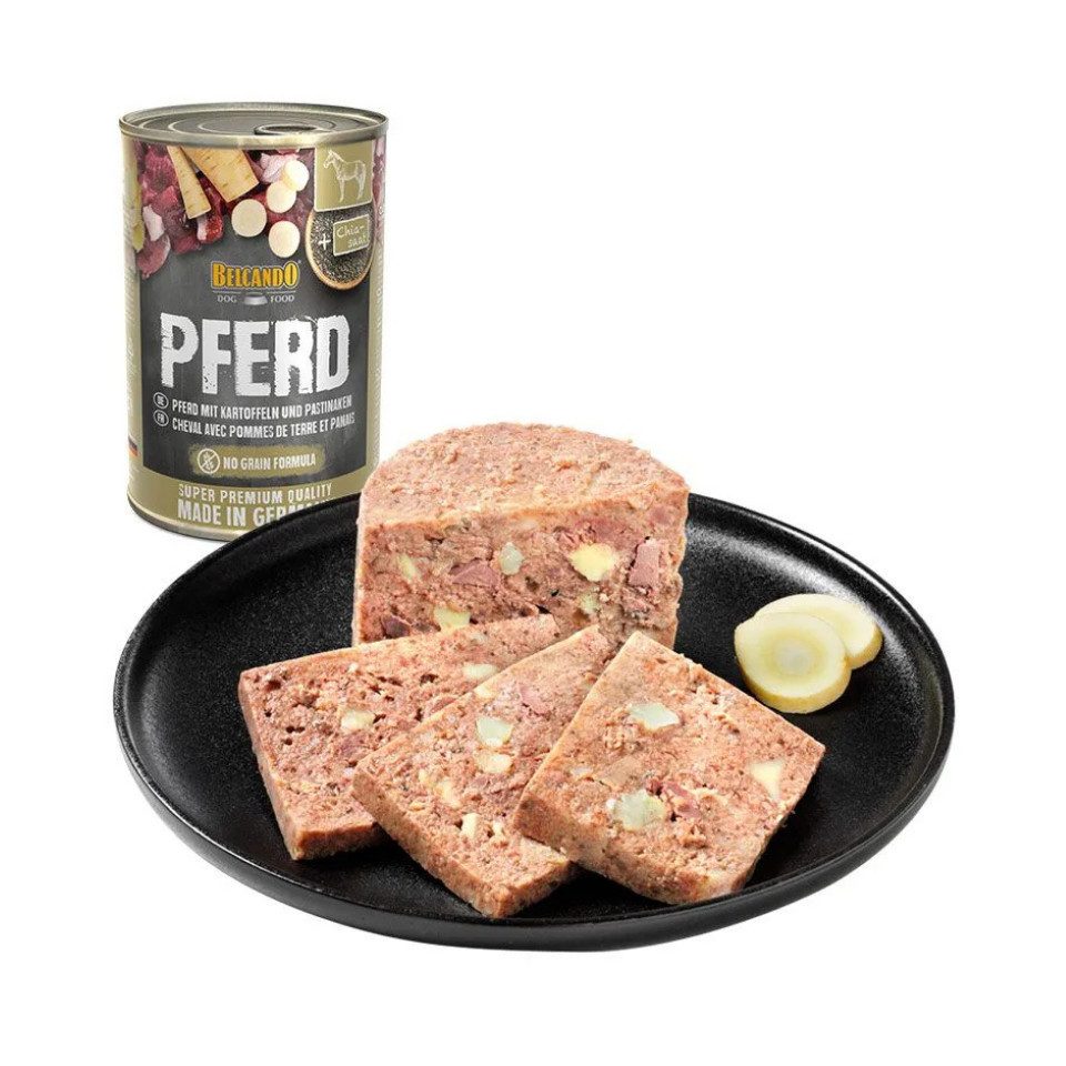 Belcando Pferd - hochwertiges, getreidefreies Nassfutter für sensible Hunde 6x400g, Nassfutter für: Hunde