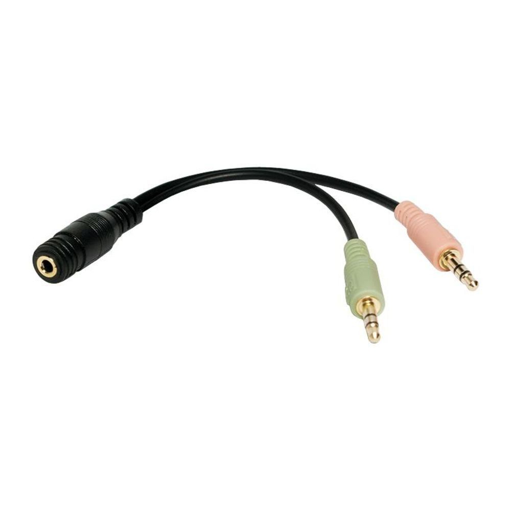 LogiLink CA0020 Audio-Adapter 2x 3-Pin Stereo Stecker zu 4-Pin 3,5 mm Stereo Buchse, Verbinden von Headset, für Tablets, Notebook oder PC / Computer