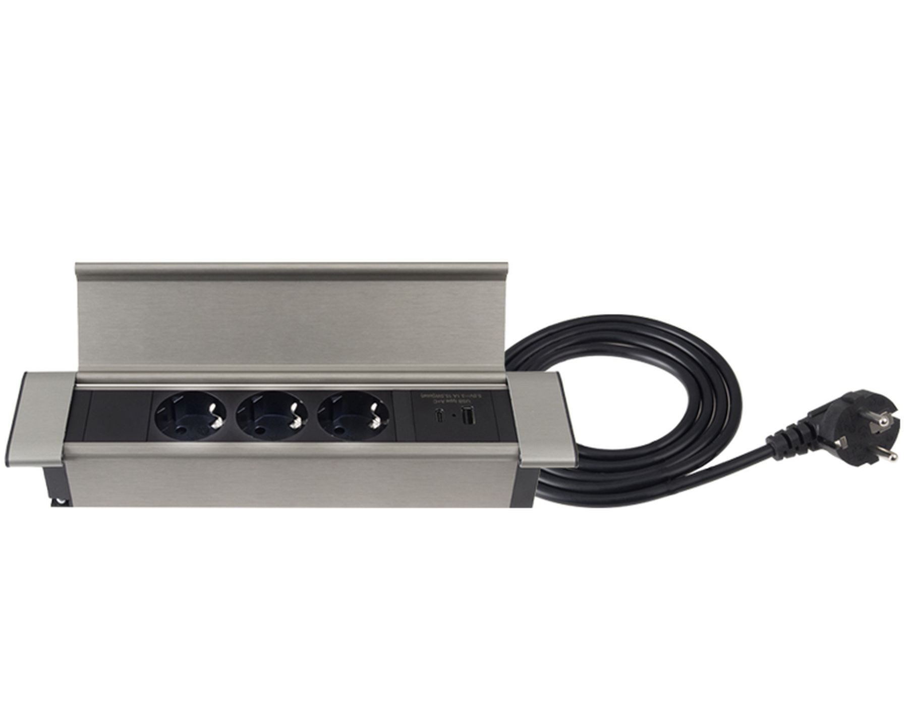 Designlight Einbausteckdose Bürosteckdose USB A & C Einbau Tischsteckdose Büro Einbau-Tischsteckdose (Kabellänge 1.80 m)