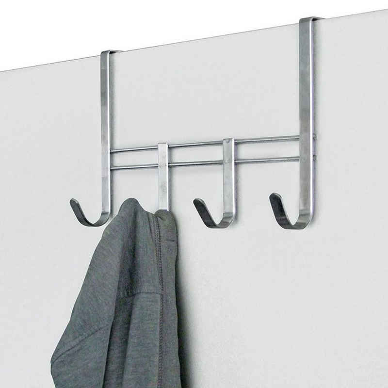 BURI Handtuchhalter Metall Türgarderobe mit 4 Haken Garderobenleiste Kleiderhaken Türhaken