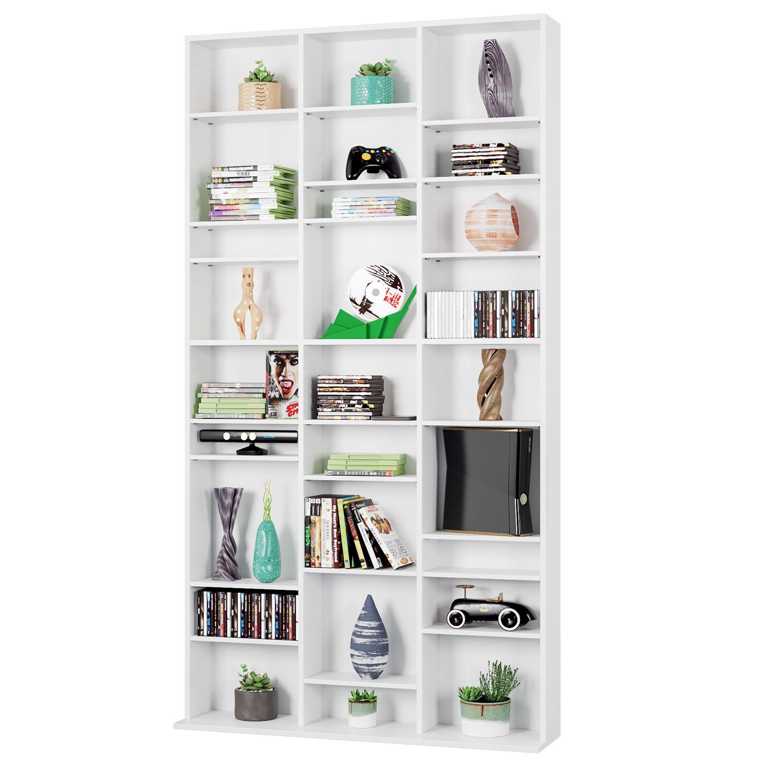 Homfa CD-Regal, DVD Ständer Bücherregal mit 27 Fächern höhenverstellbar wei günstig online kaufen