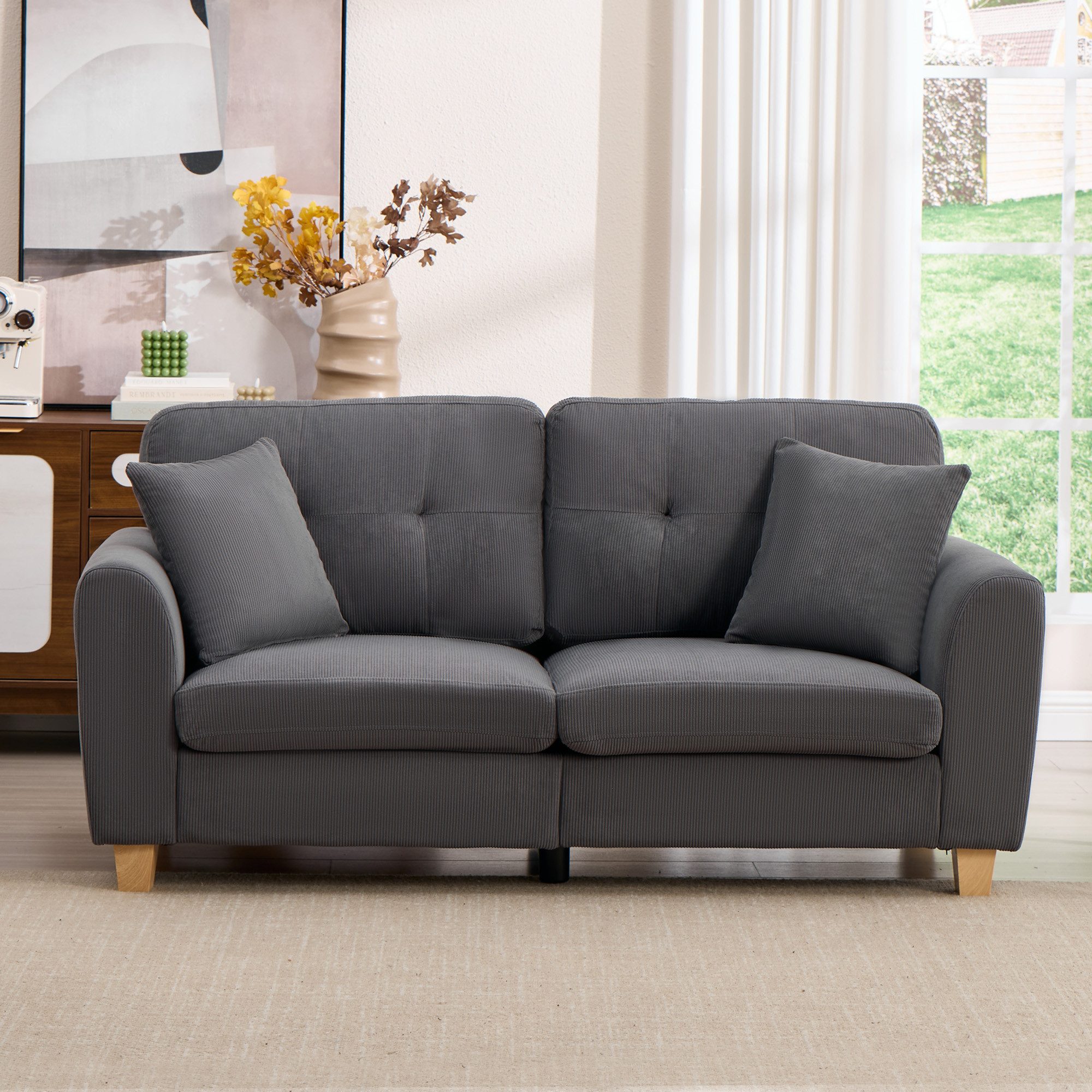 CANMOV 3-Sitzer Canmov 2&3 Sitzer Sofa, Couch mit Seitentasche & Kissen, Wohnzimmer, kleines sofa, schlafsofa dauerschläfer, 176cm Breite, couch