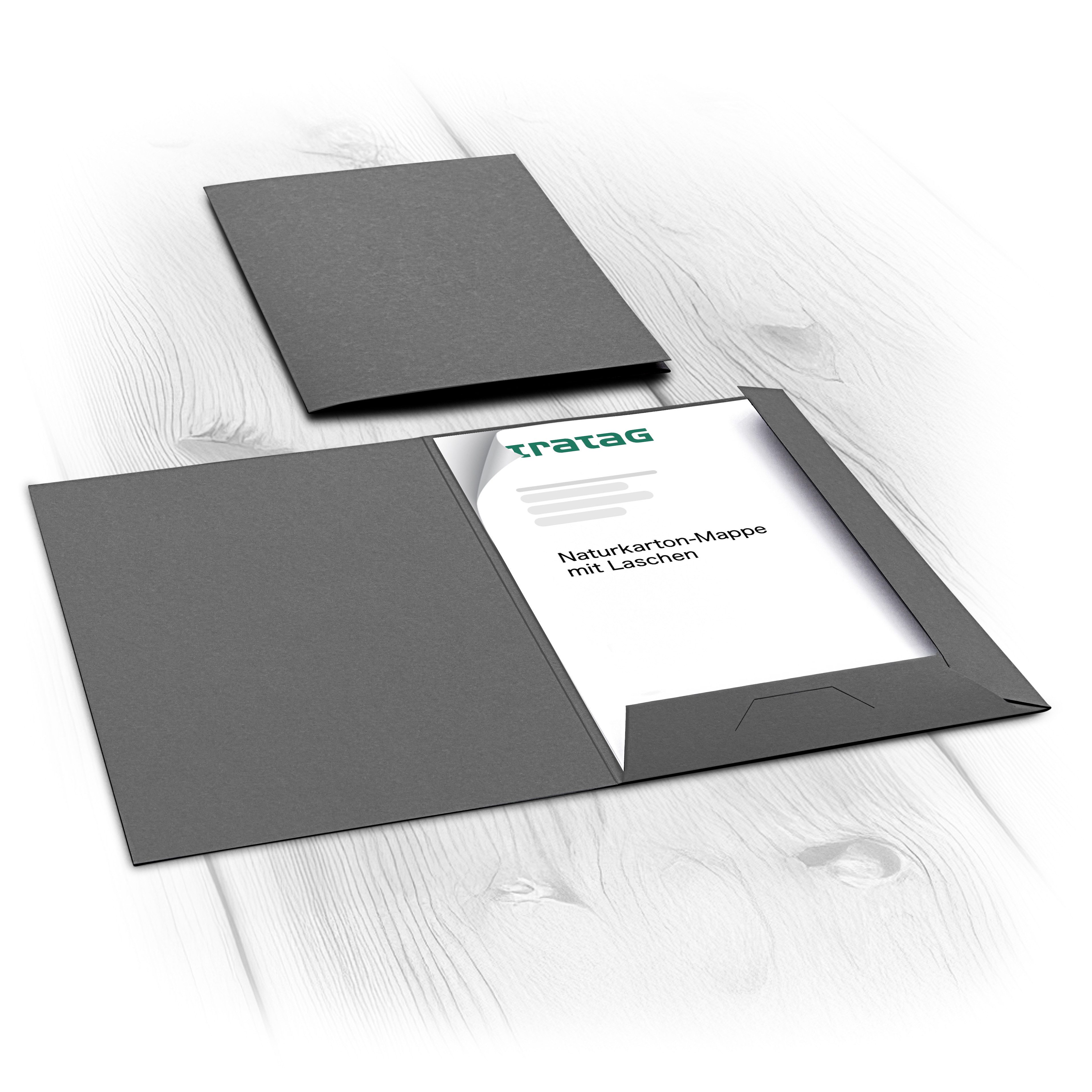 STRATAG Organisationsmappe 20 Stück Präsentationsmappen A4 mit Laschen & Visitenkartenschlitz (stabiler 350 g/m² Naturkarton, 20-St., vielseitig einsetzbar für Ihre Angebote, Exposés, Projekte, Reports), direkt vom Hersteller STRATAG