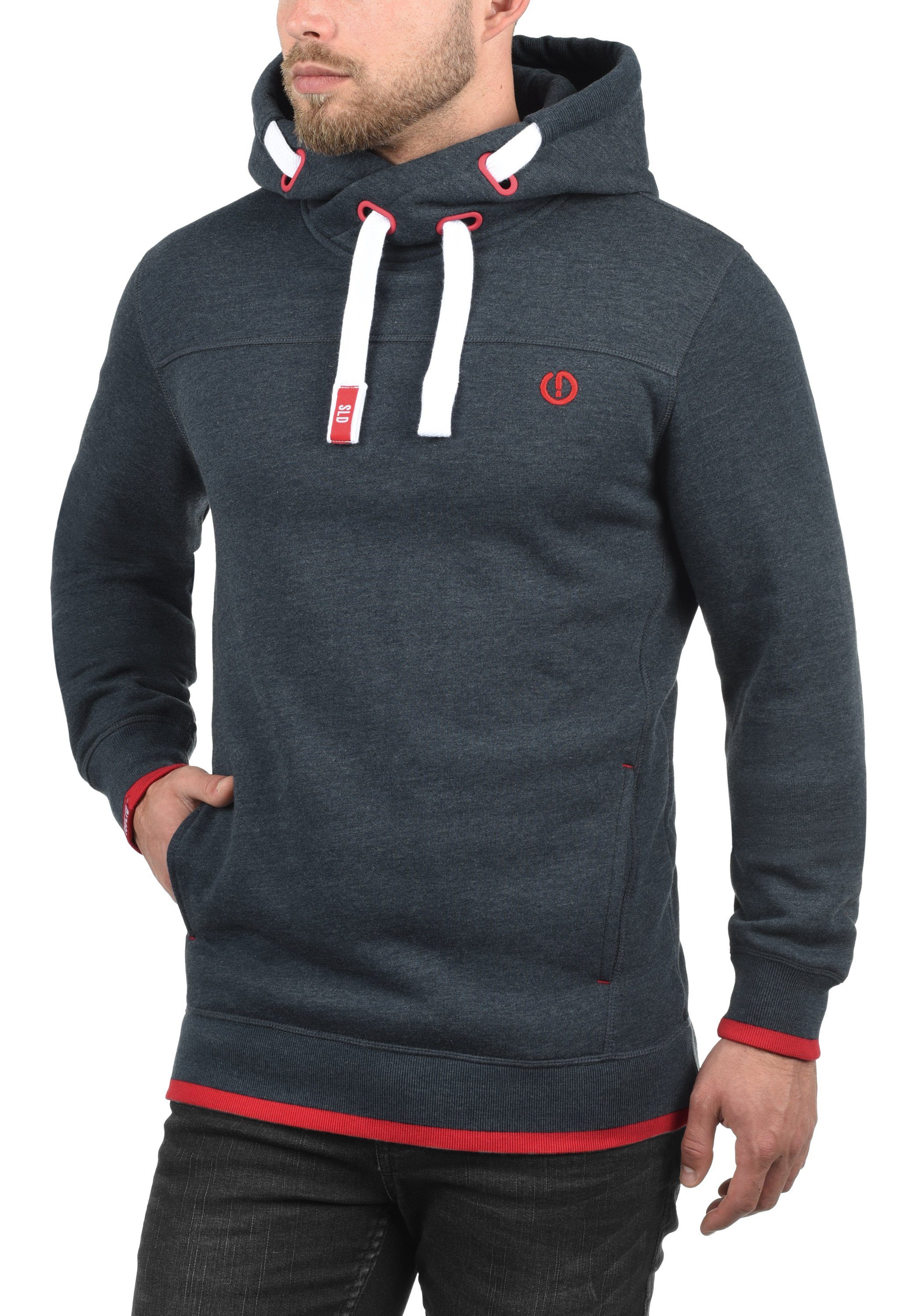 Cross-Over Blue Hoodie Melange Insignia !Solid (8991) mit Kragen Kapuzensweatshirt Hood SDBenjamin