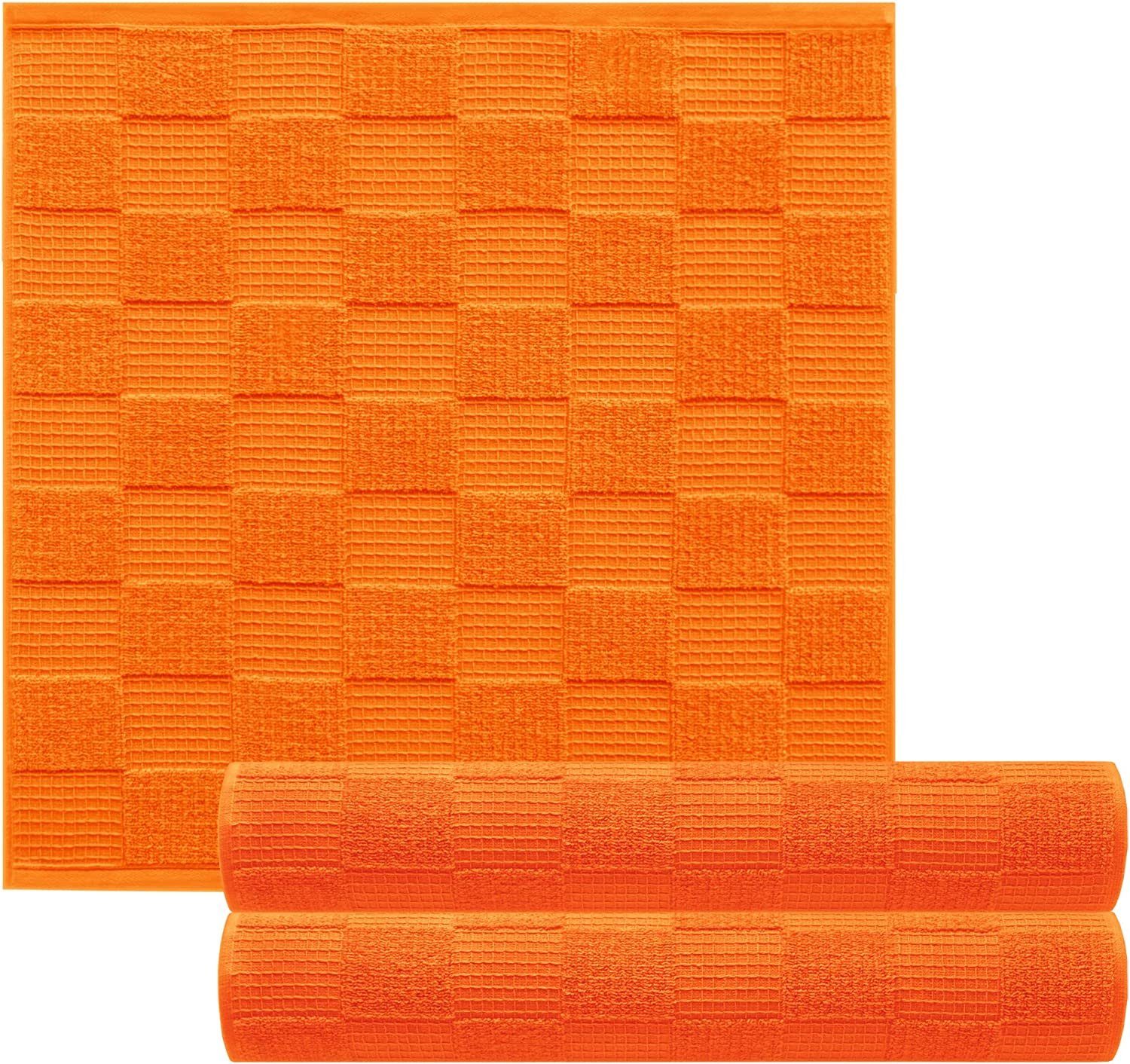 Lashuma Geschirrtuch Lissabon, (Set, 3-tlg), Weiche Trockentücher 50x50 cm orange