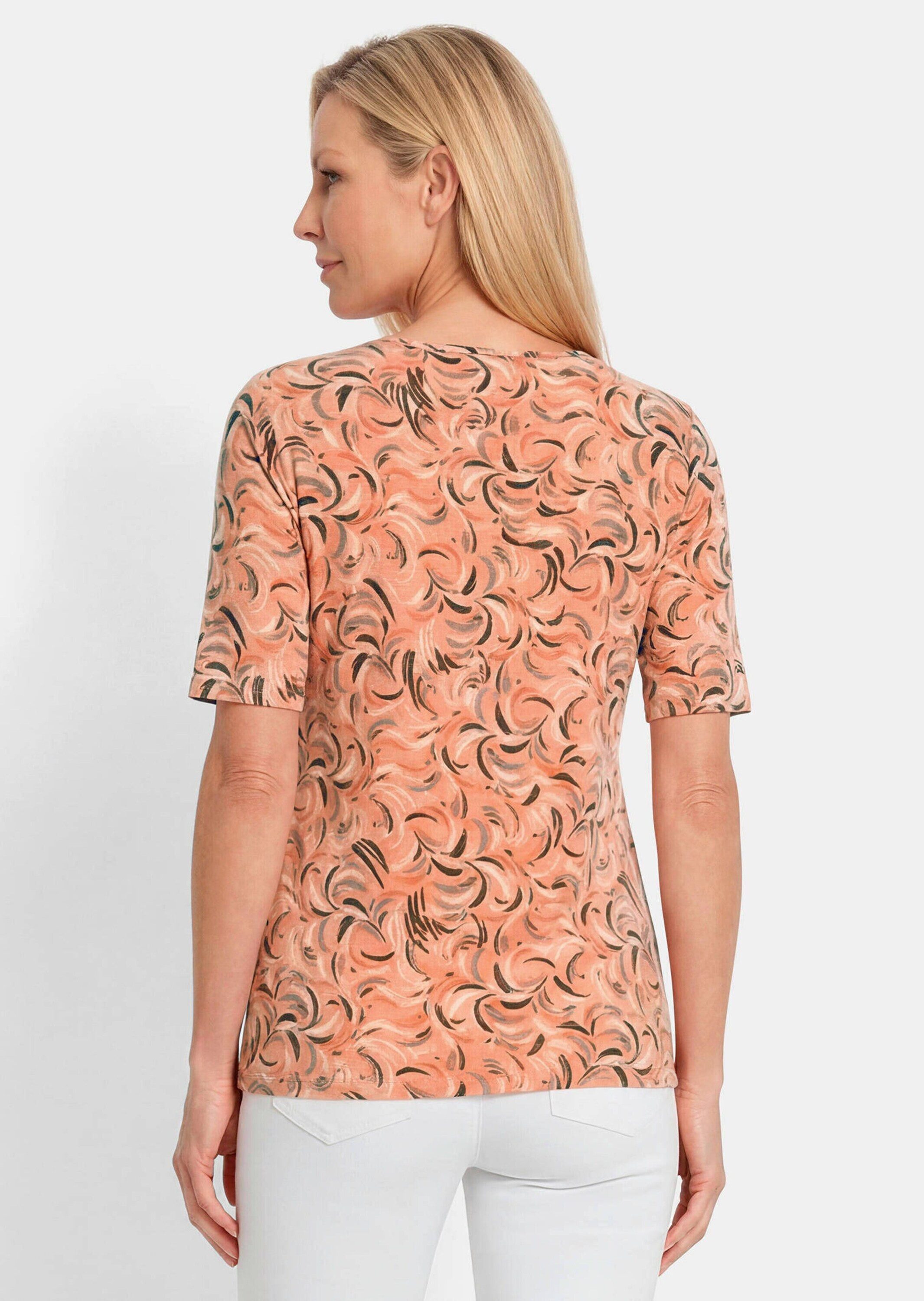 GOLDNER T-Shirt Viskoseshirt mit frischem All-over-Print