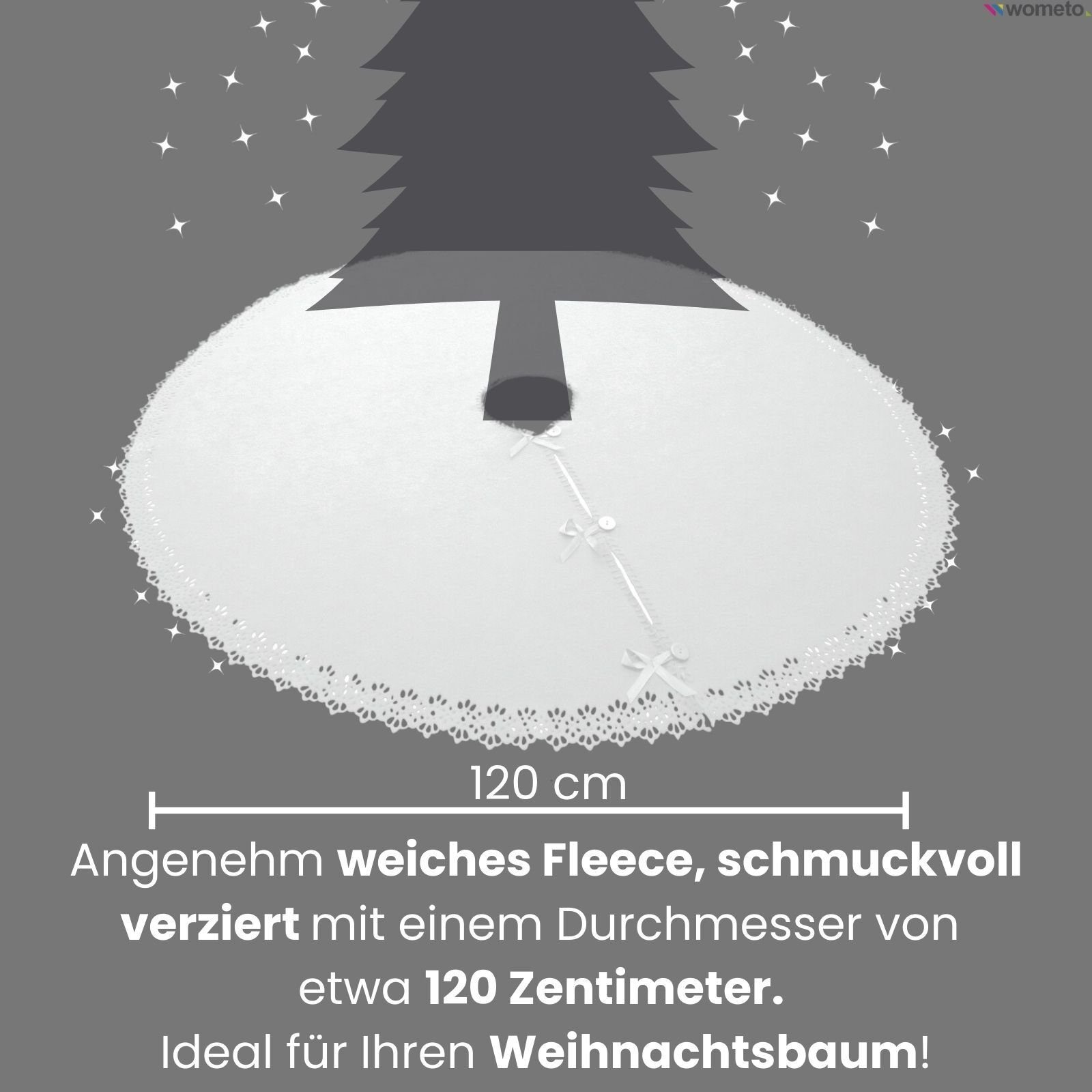 wometo Baumteppich Weihnachtsbaumdecke / Baumunterlage mit Knöpfen & Satin- günstig online kaufen