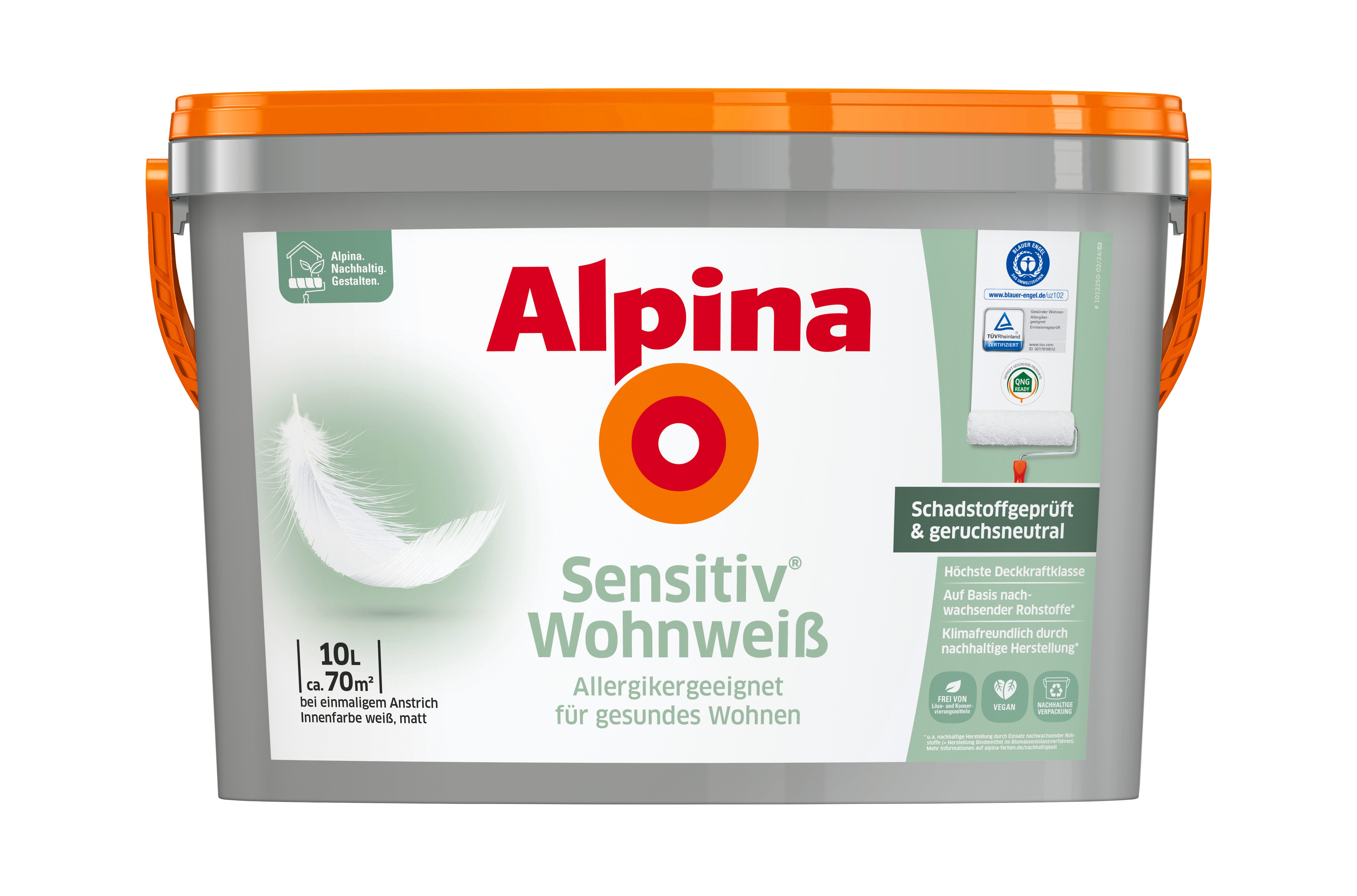 Alpina Wandfarbe Sensitiv® Wohnweiß - Atmungsaktiv für gesundes Wohnen