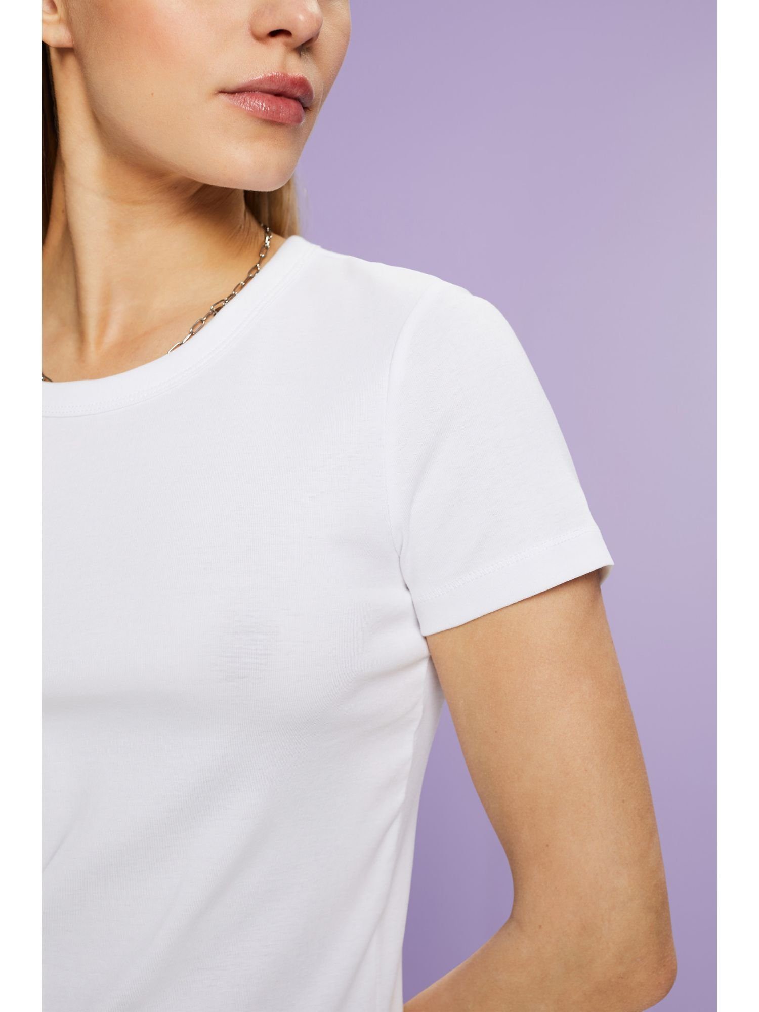 Kurzärmliges T-Shirt Esprit Baumwoll-T-Shirt WHITE (1-tlg)