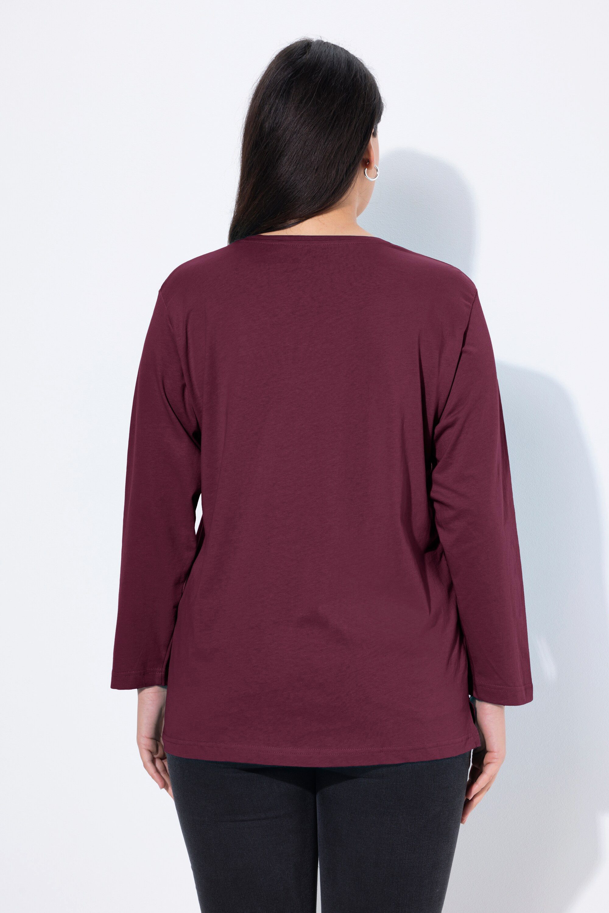 Ulla Popken T-Shirt Shirt V-Ausschnitt Relaxed Langarm