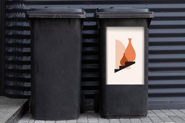 MuchoWow Wandsticker Treppe - Vase - Pastell (1 St), Mülleimer-aufkleber, Mülltonne, Sticker, Container, Abfalbehälter