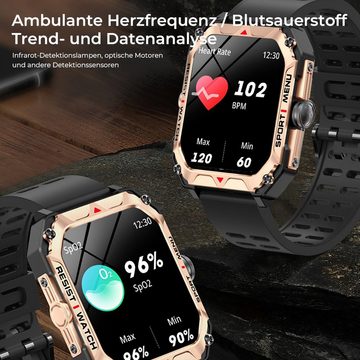 VSIUO Smartwatch Damen und Herren, Fitness Tracker Uhr Mit Sprachanruf Smartwatch (2,02 Zoll), IP68 Wasserdicht Sportuhr Outdoor Fitness Tracker, Schlafmonito