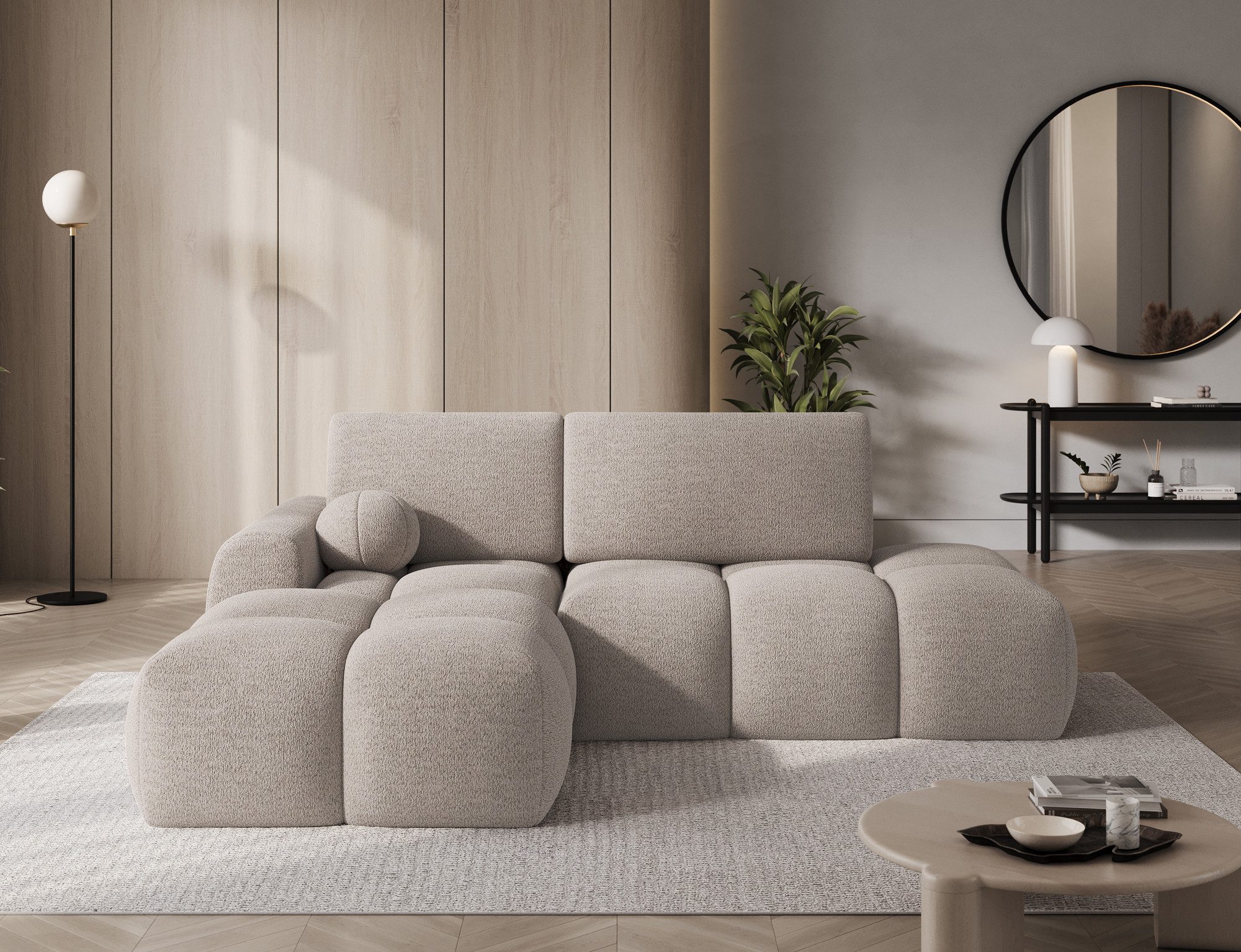 Lukas Möbel Ecksofa Ecksofa Vittario mit Bettkasten Schlaffunktion in Bubble Design, mit Bettfunktion und Stauraum in Bubble-Optik