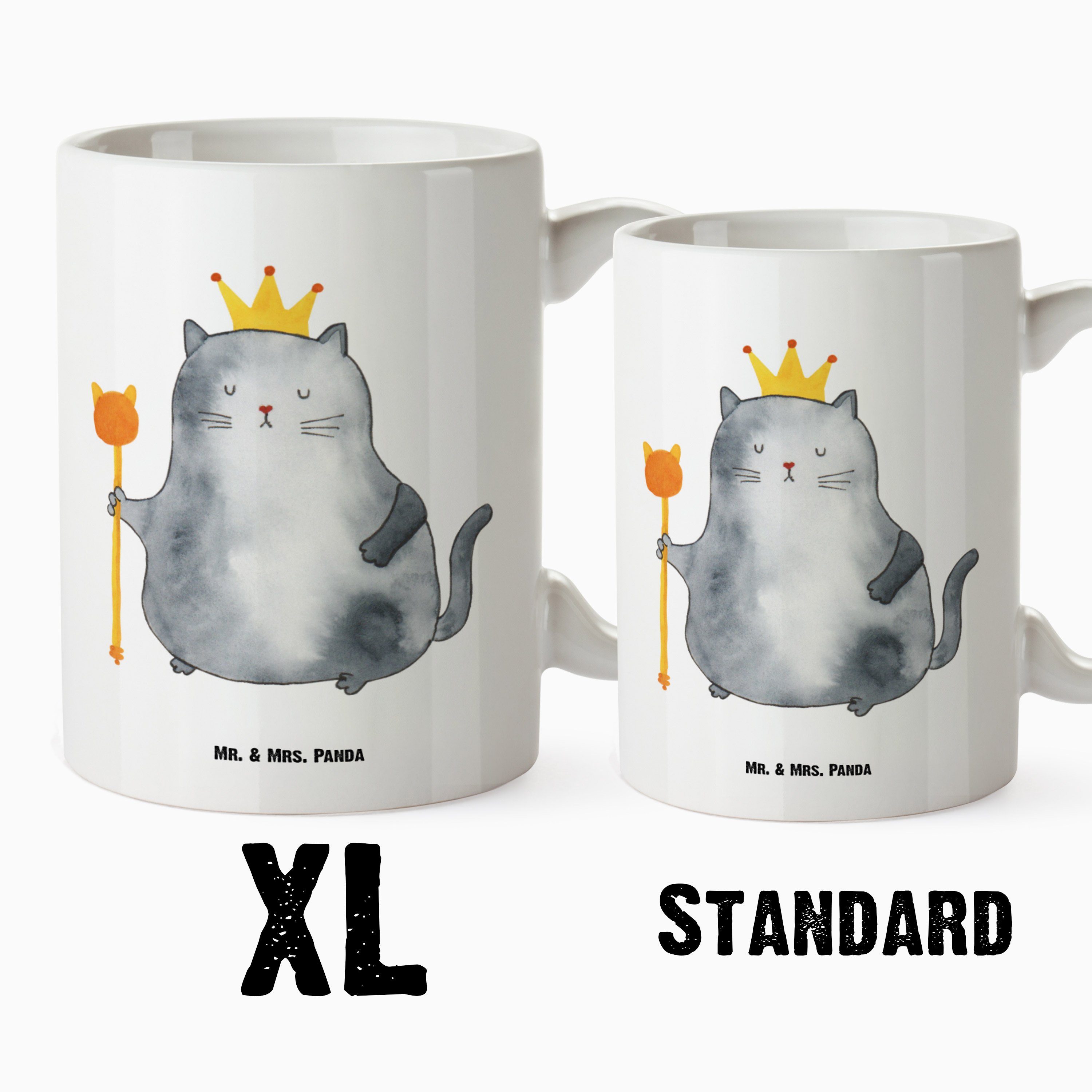 Mr. & Mrs. Tasse Tasse Keramik Koenig Katzendeko, Geschenk, - XL Katzenbesit, Panda Katzen Weiß XL Teetasse, 