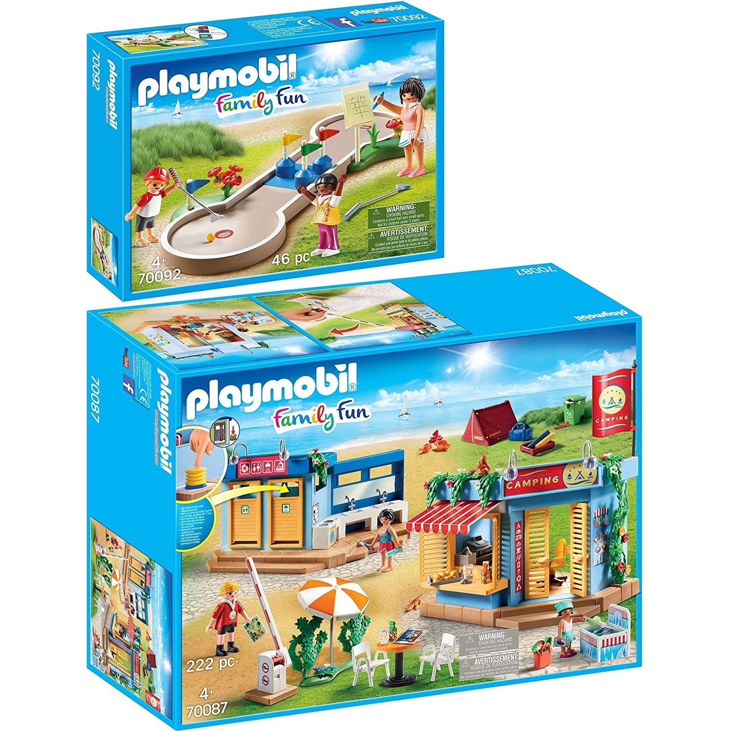 Playmobil® Spielbausteine »70087 70092 Family Fun 2er Set Campingplatz +  Minigolf«