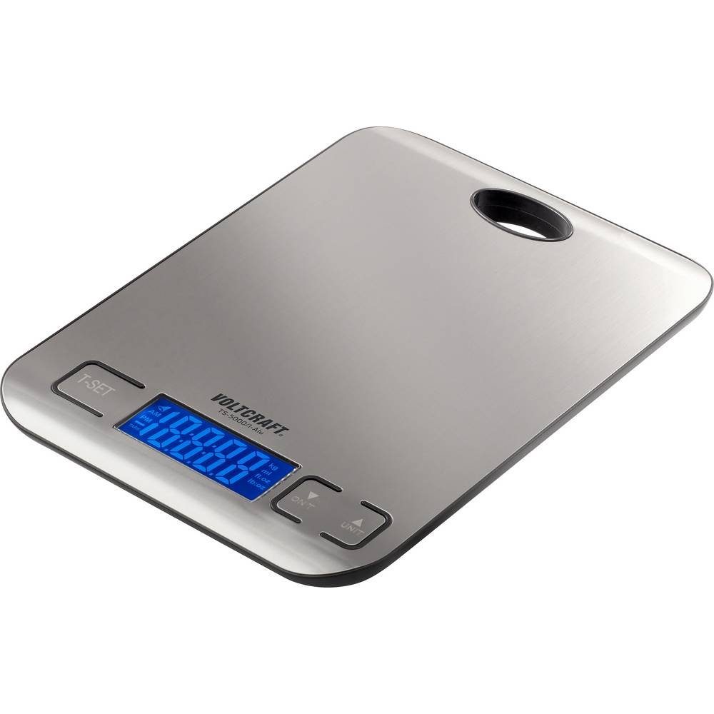 VOLTCRAFT Kofferwaage Briefwaage TS-5000/1-Alu, Uhrzeit und Weckfunktion