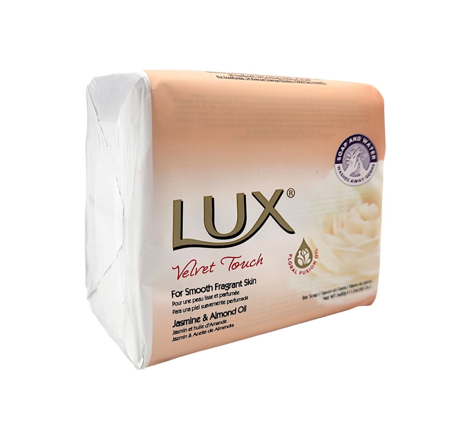 Lux Fußpeeling LUX Stückseife Velvet Touch 3er Pack à 80g Jasmin Mandelöl Duftseife