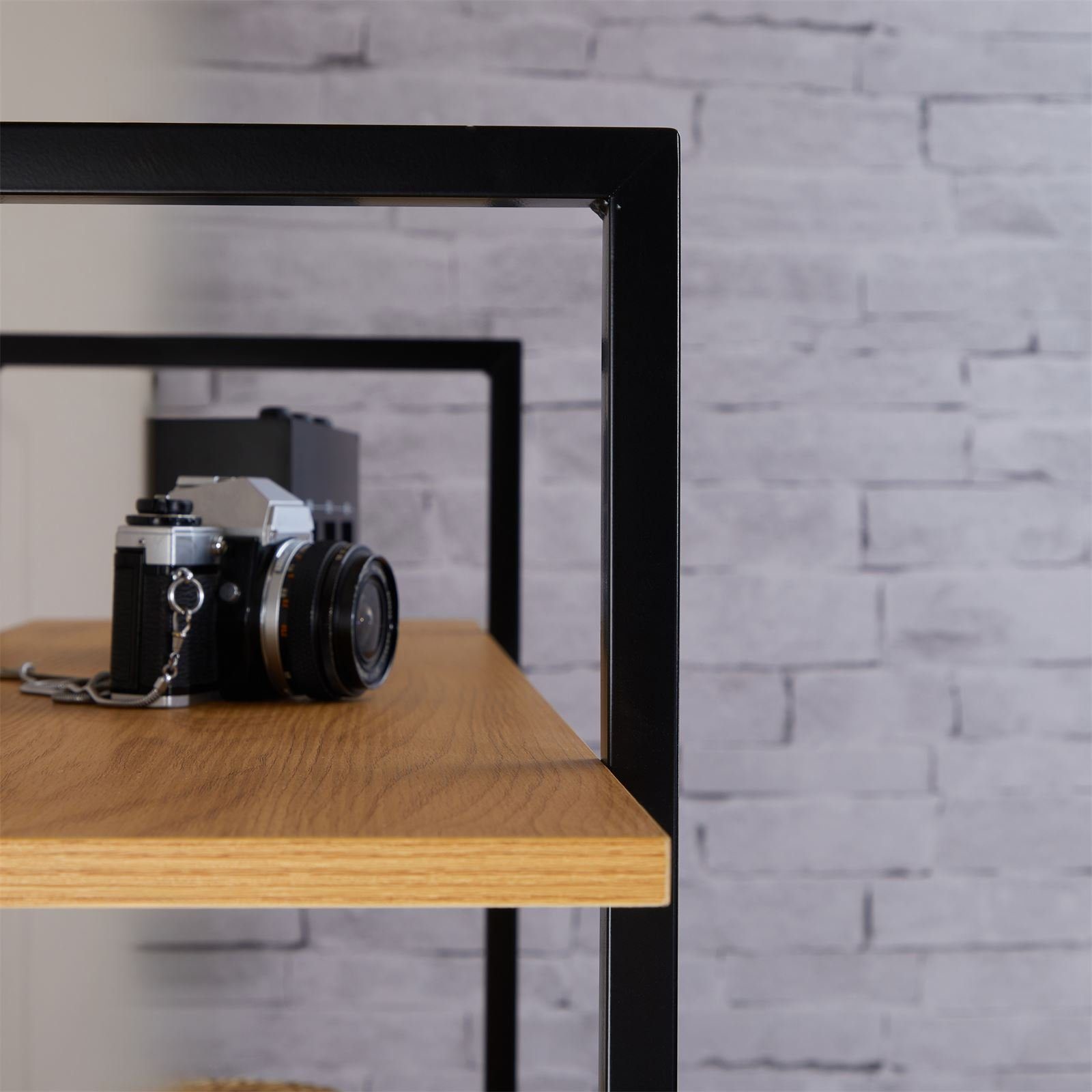 CARO-Möbel Bücherregal MEDA, Regal im Industrial Stil aus Metall in schwarz und MDF Holzoptik 5 Reg