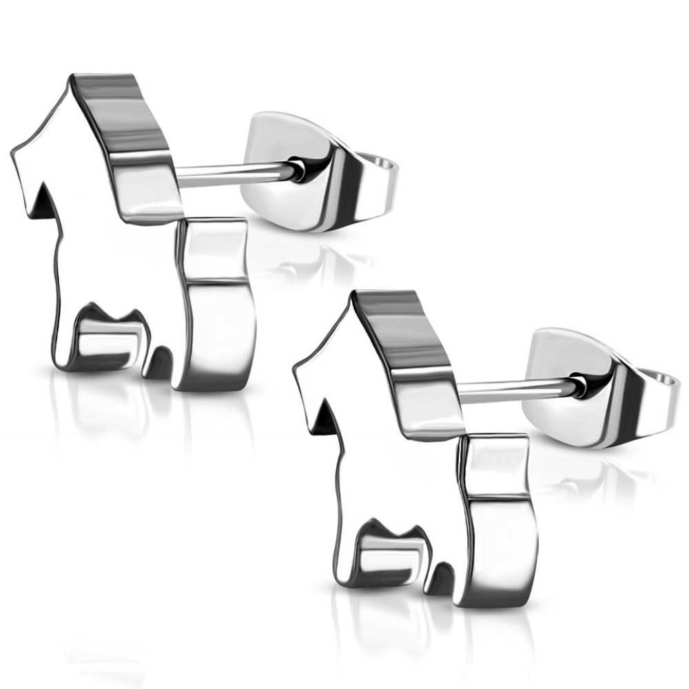 BUNGSA Ohrring-Set Ohrstecker Foxterrier Silber aus Edelstahl Kinder (1 Paar (2 Stück), 2-tlg), Ohrschmuck Ohrringe