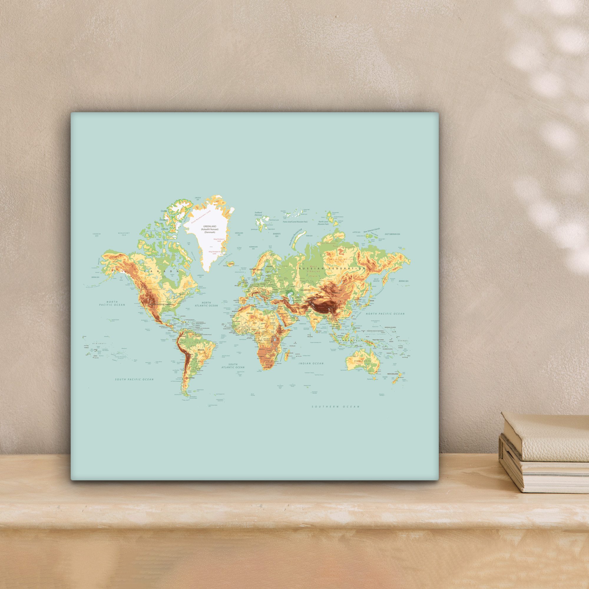 OneMillionCanvasses® Leinwandbild Weltkarte - Realistisch - günstig online kaufen