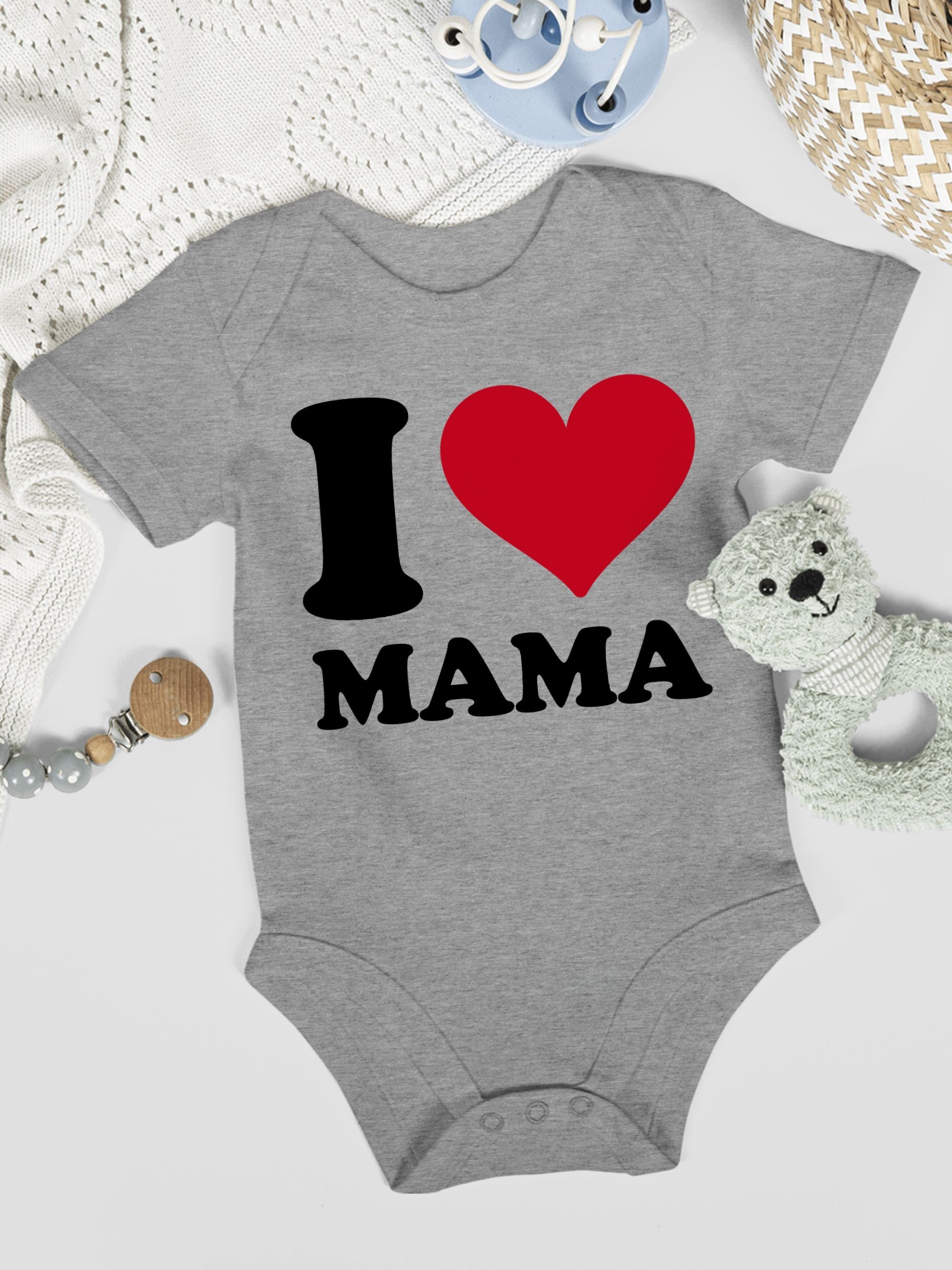 Shirtracer Shirtbody I Love Mama Muttertagsgeschenk (1-tlg) meliert 2 Grau