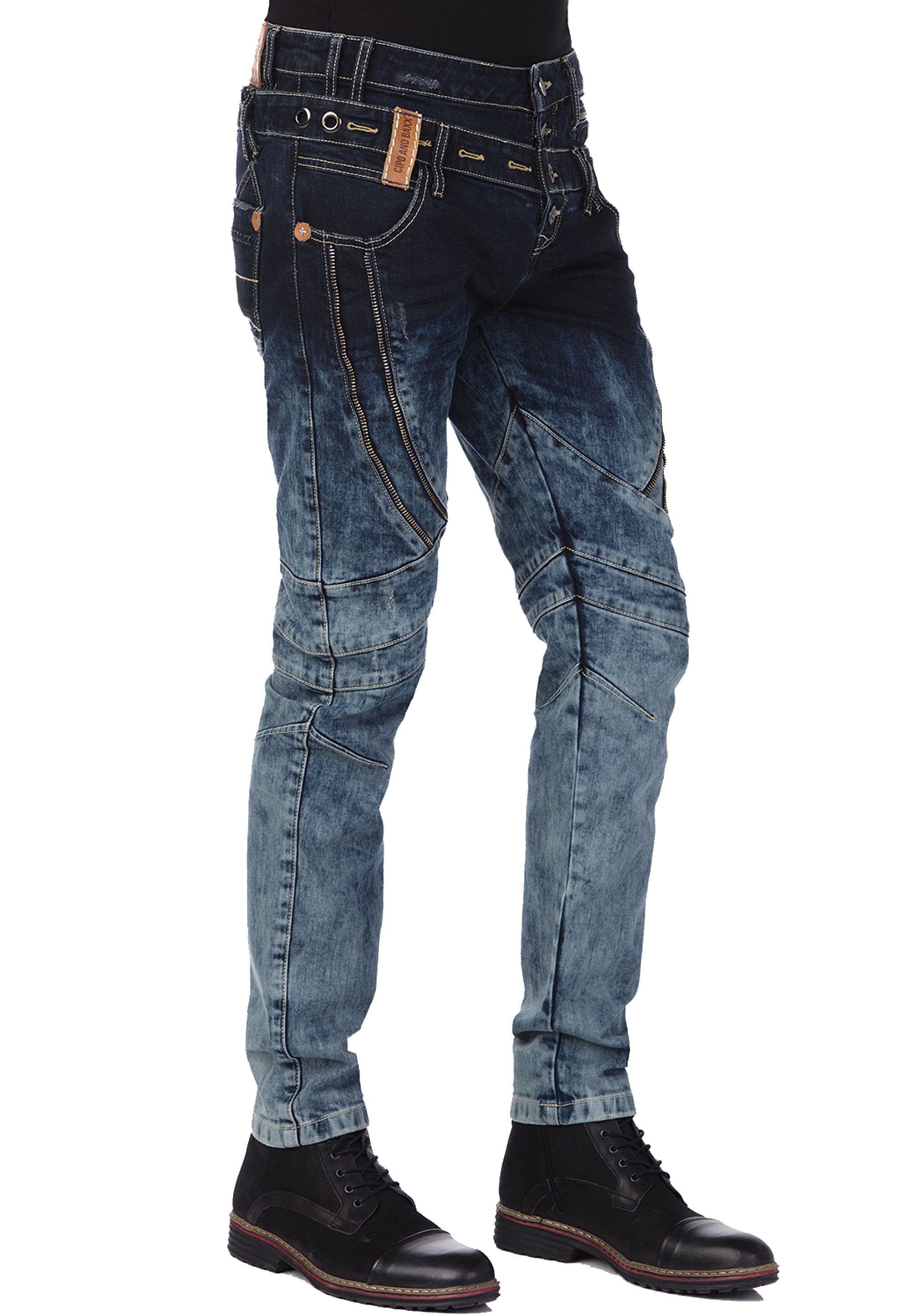 Cipo & Baxx Bequeme Jeans mit stylischem Doppelbund