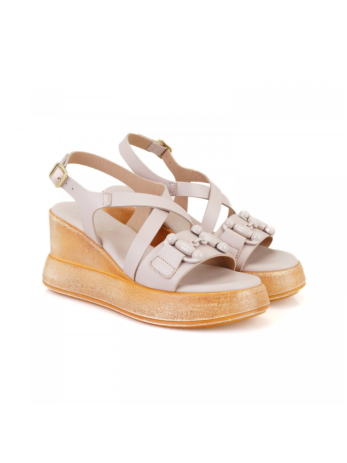 Desa Desa Damen-Keilsandalen aus Leder – Plateauabsatz, atmungsaktiv Sandal günstig online kaufen