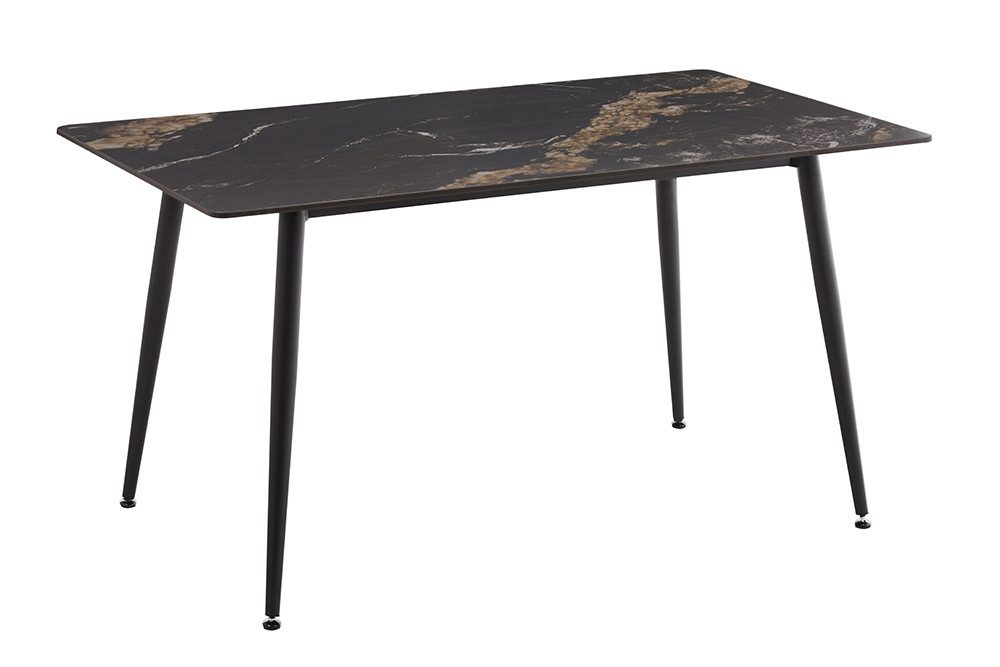 riess-ambiente Esstisch MILANO 140cm schwarz-gold – Keramik, Metallgestell, Aurora Oro (Einzelartikel, 1-St), moderner Küchentisch mit 6 Plätzen – ideal für Küche oder Essbereich