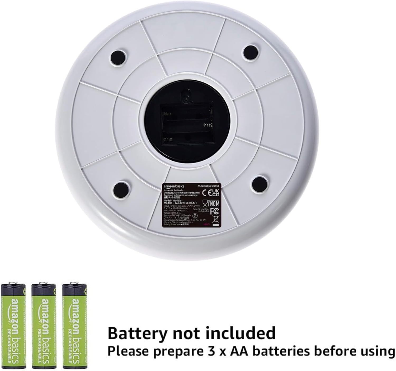 Amazon Basics Futterspender Automatischer Futterspender mit Kühlpack, 31.5 x 31.5 x 8.3 cm, weiß