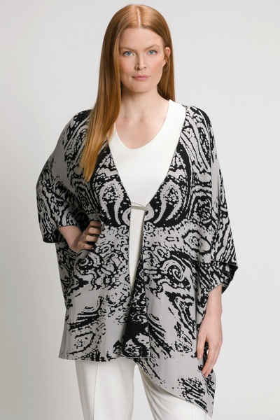 Ulla Popken Strickjacke Strick-Poncho Paisley-Design Sicherheitsnadel