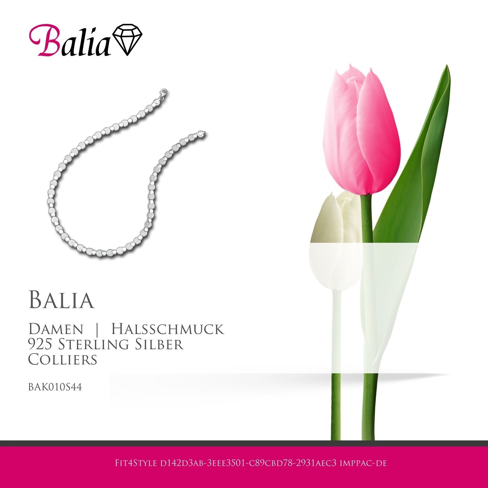 Balia Collier (Collier), Damen Damen für mattiert Colliers, Balia Collier Halsketten Punkte poliert Silber, silber Sterling 925 Farbe: