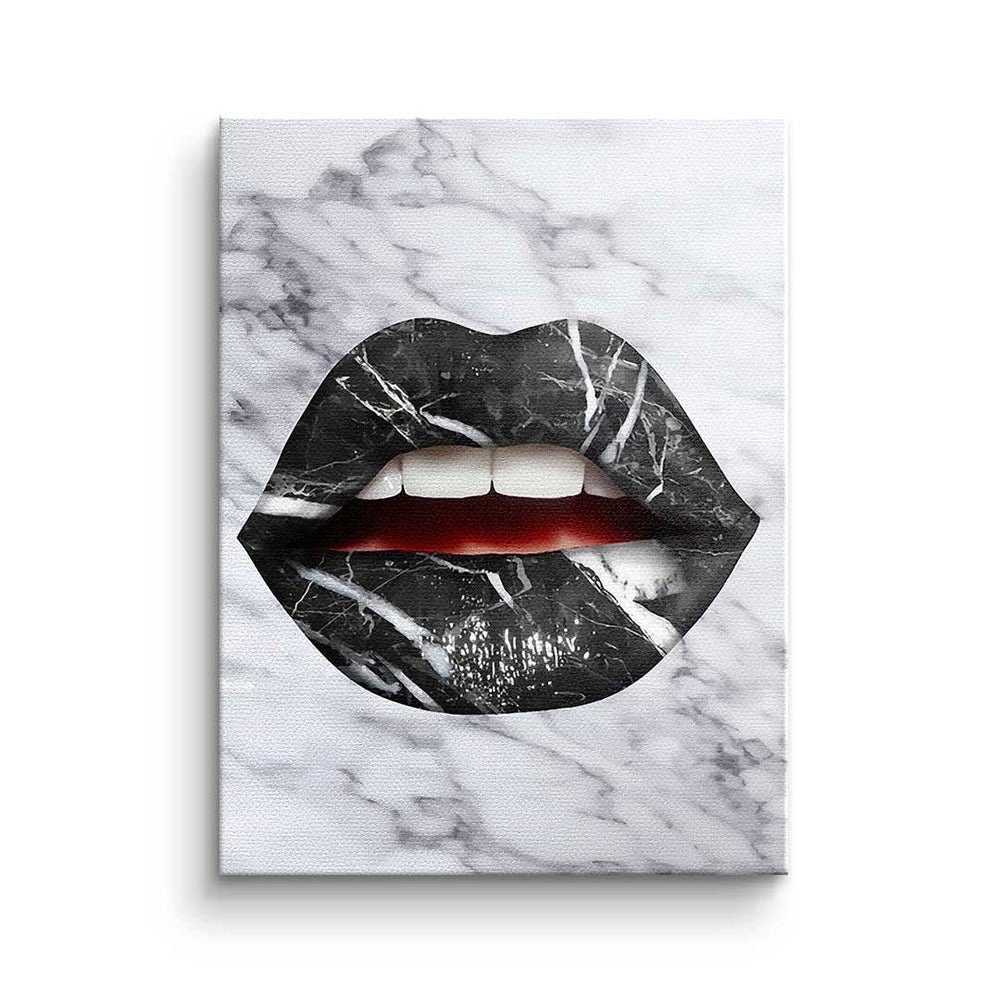 Wandbild Premium - Rahmen Leinwandbild, DOTCOMCANVAS® - Marmor X - Pop modernes Leinwandbild Lippen ohne Art