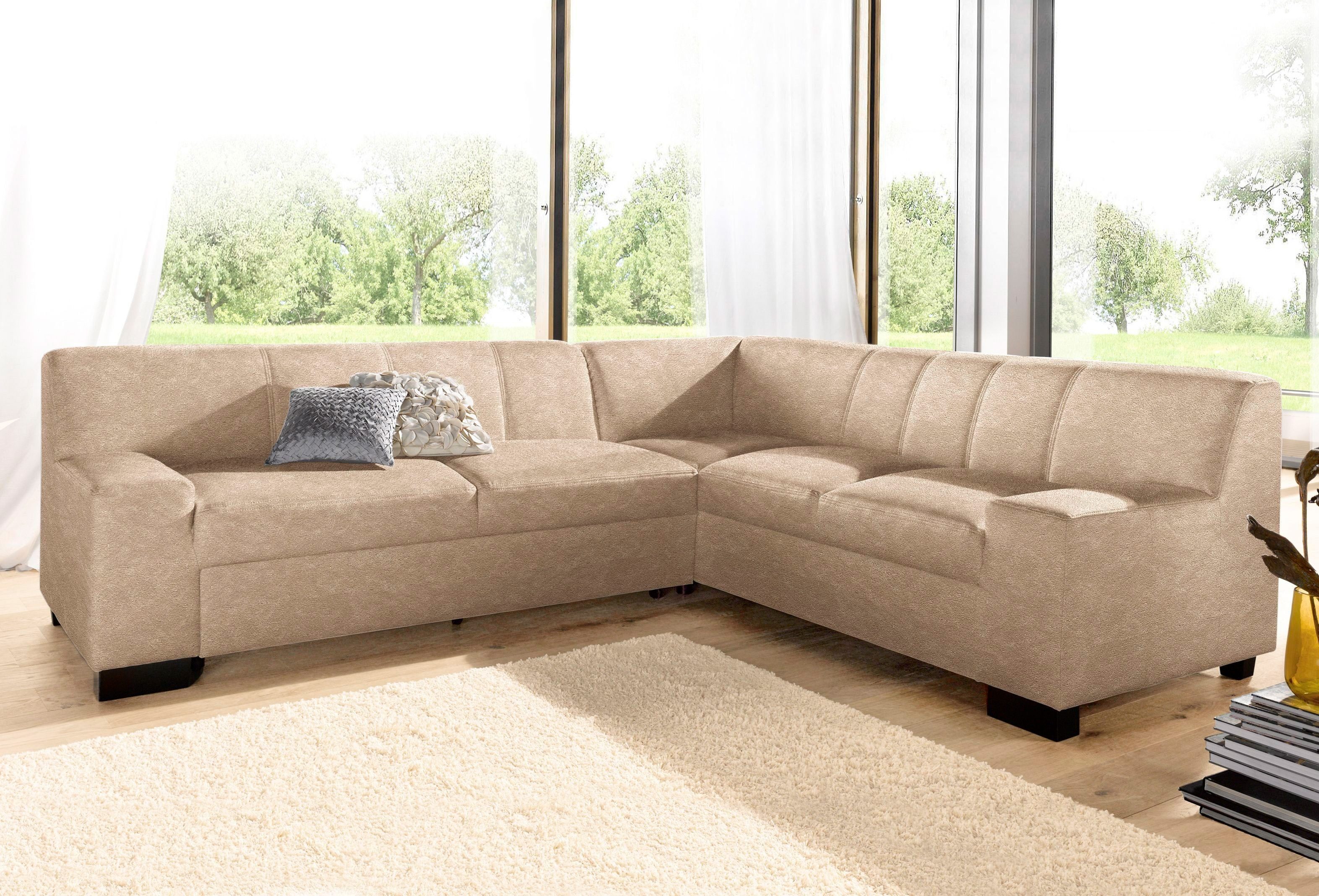 DOMO collection Ecksofa Norma, moderne Armlehnen, zeitlos und elegant, Breite 247cm, L-Form, wahlweise mit Bettfunktion
