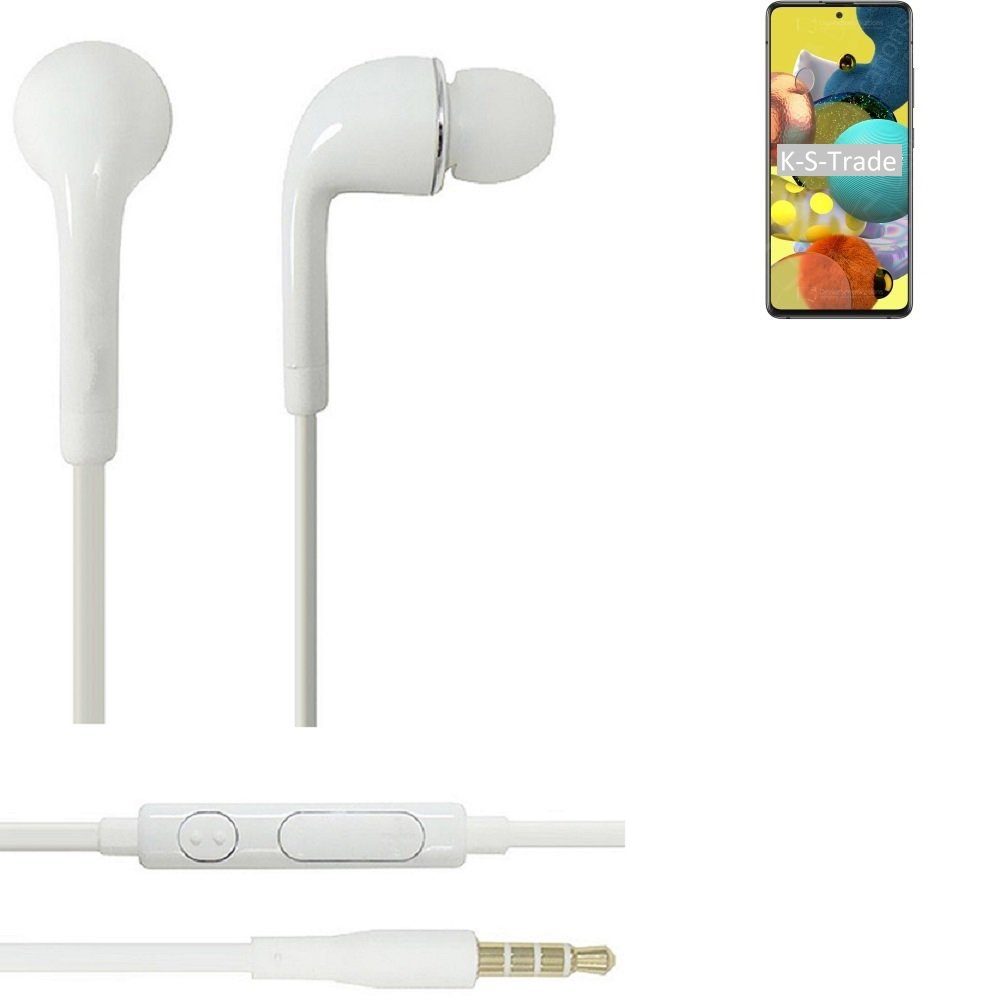 K-S-Trade für Oppo A93 5G In-Ear-Kopfhörer (Kopfhörer Headset mit Mikrofon u Lautstärkeregler weiß 3,5mm)