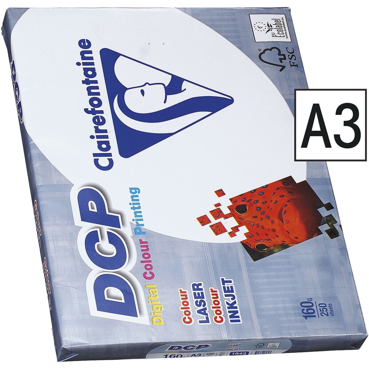 CLAIREFONTAINE Farblaser-Druckerpapier DCP, Format DIN A3, 160 g/m², 172 CIE, 250 Blatt