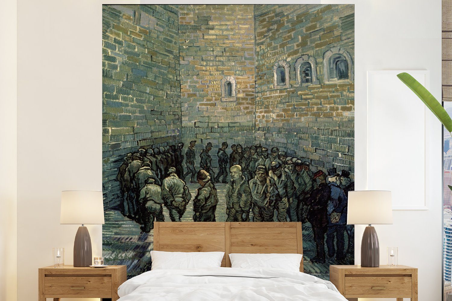 MuchoWow Fototapete Übung für Gefangene - Vincent van Gogh, Matt, bedruckt, (3 St), Vliestapete für Wohnzimmer Schlafzimmer Küche, Fototapete