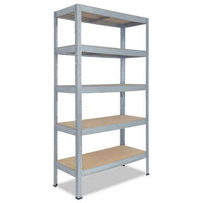 shelfplaza Schwerlastregal PROFI, 180x30x50cm verzinkt, Metallregal 5 Böden mit je 200kg Tragkraft, als Kellerregal, Garagenregal, Werkstattregal & Regal Lagerregal, Steckregal Metall Regale