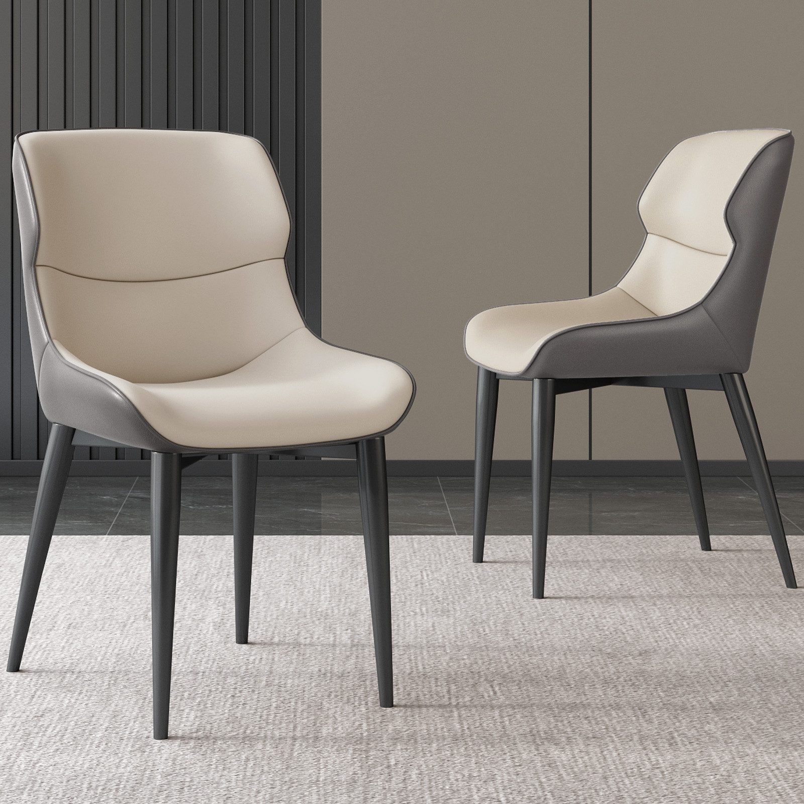 Guyii Esszimmerstuhl aus PU-Leder (2er-Set) – Ergonomisches skandinavisches Design (2 St), Metallbeine