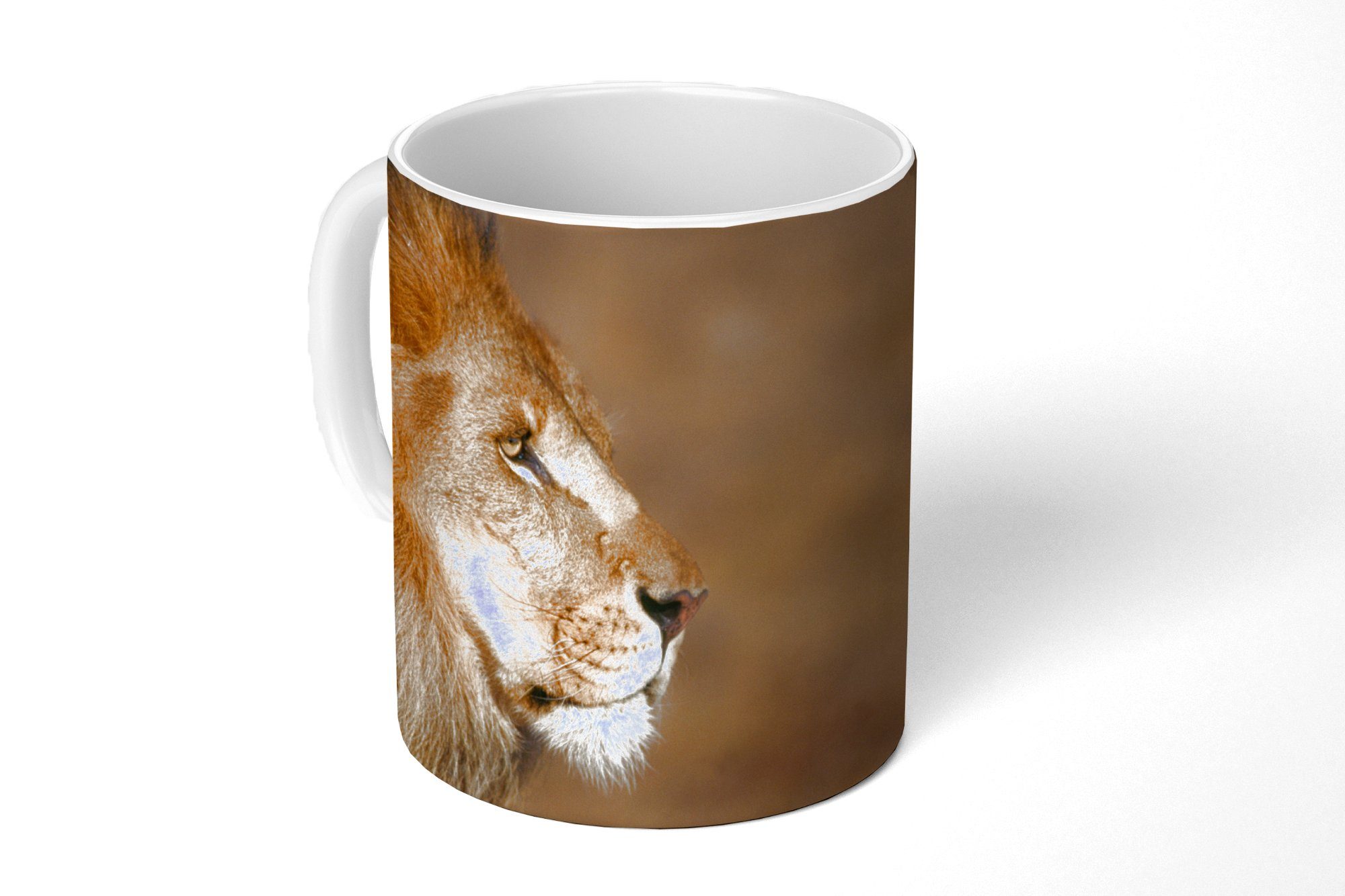 MuchoWow Tasse Profil - Löwe - Afrika, Keramik, Kaffeetassen, Teetasse, Becher, Teetasse, Geschenk