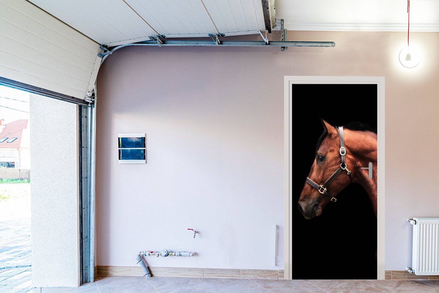 Pferd Leicht Türaufkleber, Matt, bedruckt, (1 Halfter, St), Fototapete Tür, cm 75x205 MuchoWow - Türtapete - für